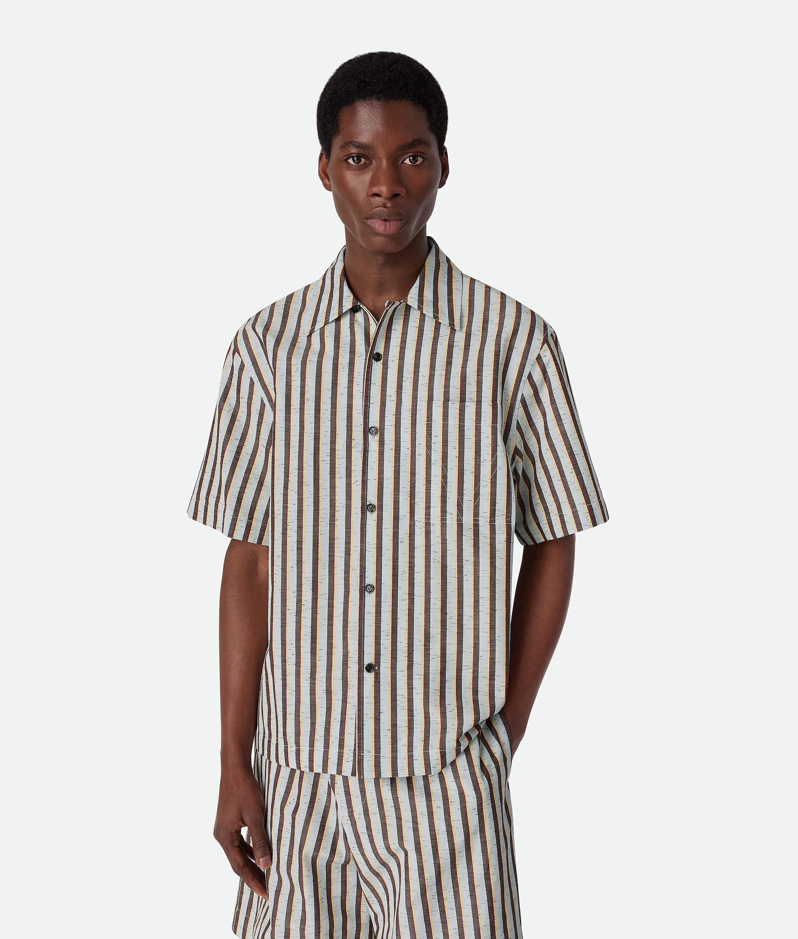 Bottega Veneta Stripe Cotton And Linen Shirt - Multicolor - Man - 54 - Cotton, Linen & Polyamide