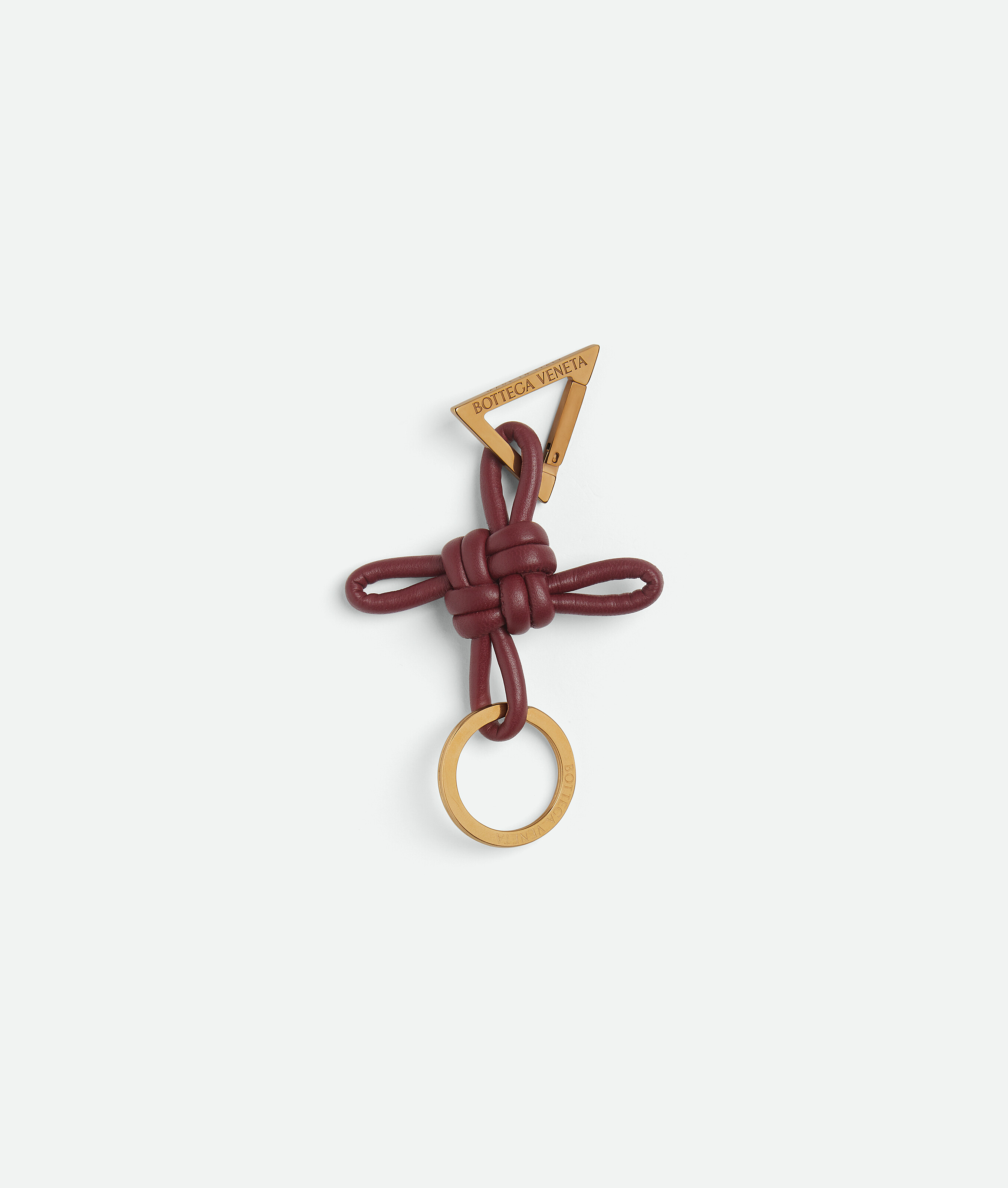 Bottega Veneta Key Ring Triangle Square Double Knot Keyring In Cherry
