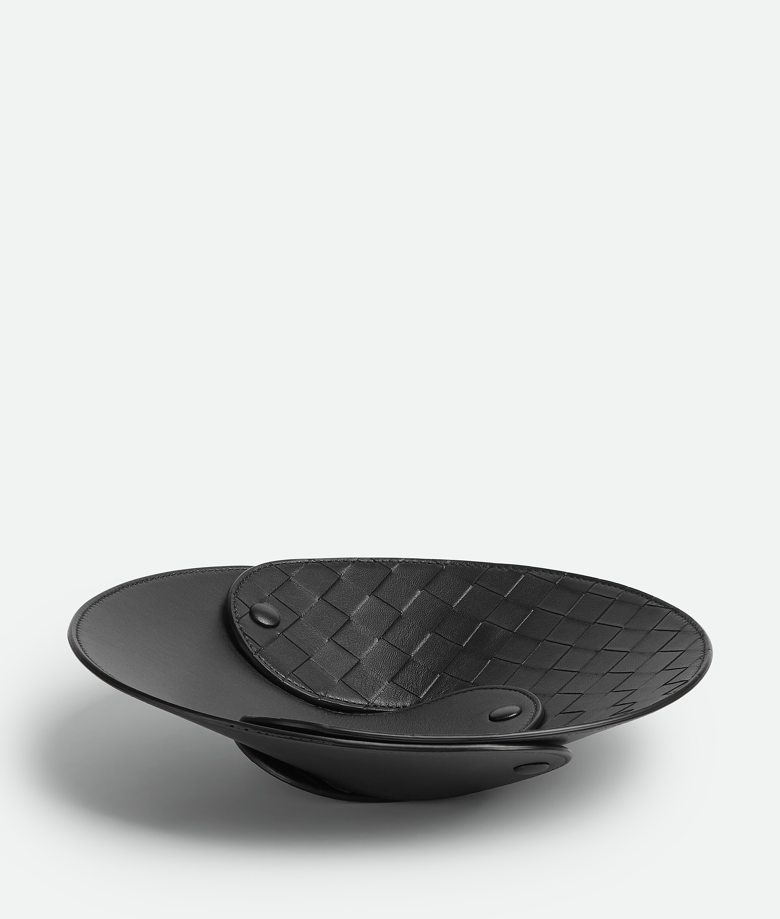 Bottega Veneta Interlocking Leather Tray In Black