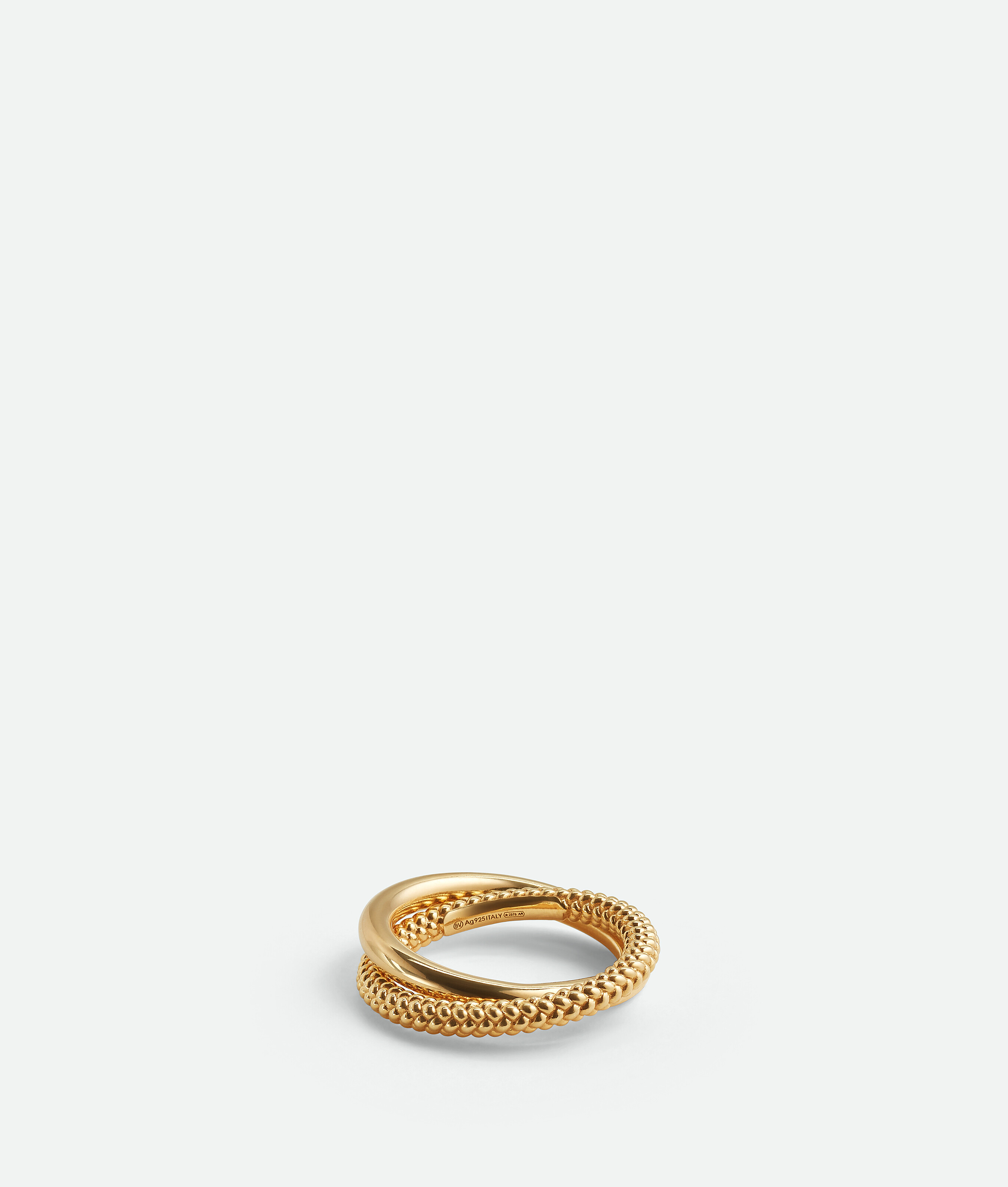 Bottega Veneta Intreccio Interlocking Double Ring In Gold