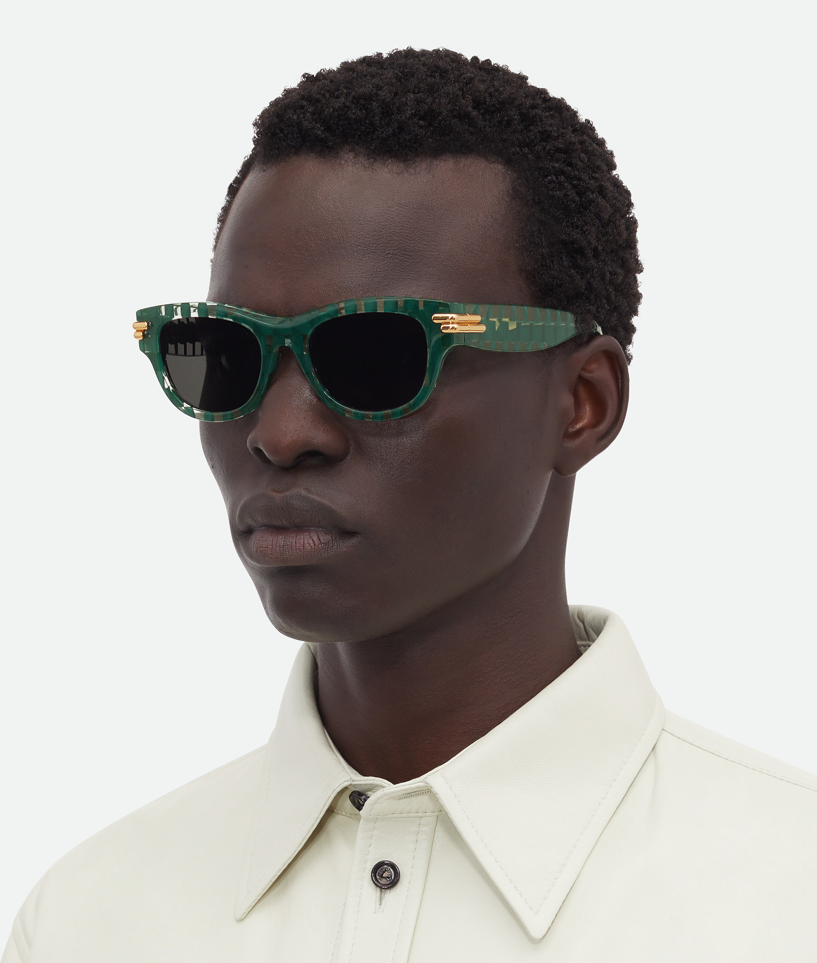 Shop Bottega Veneta Mitre Square Sunglasses In Green