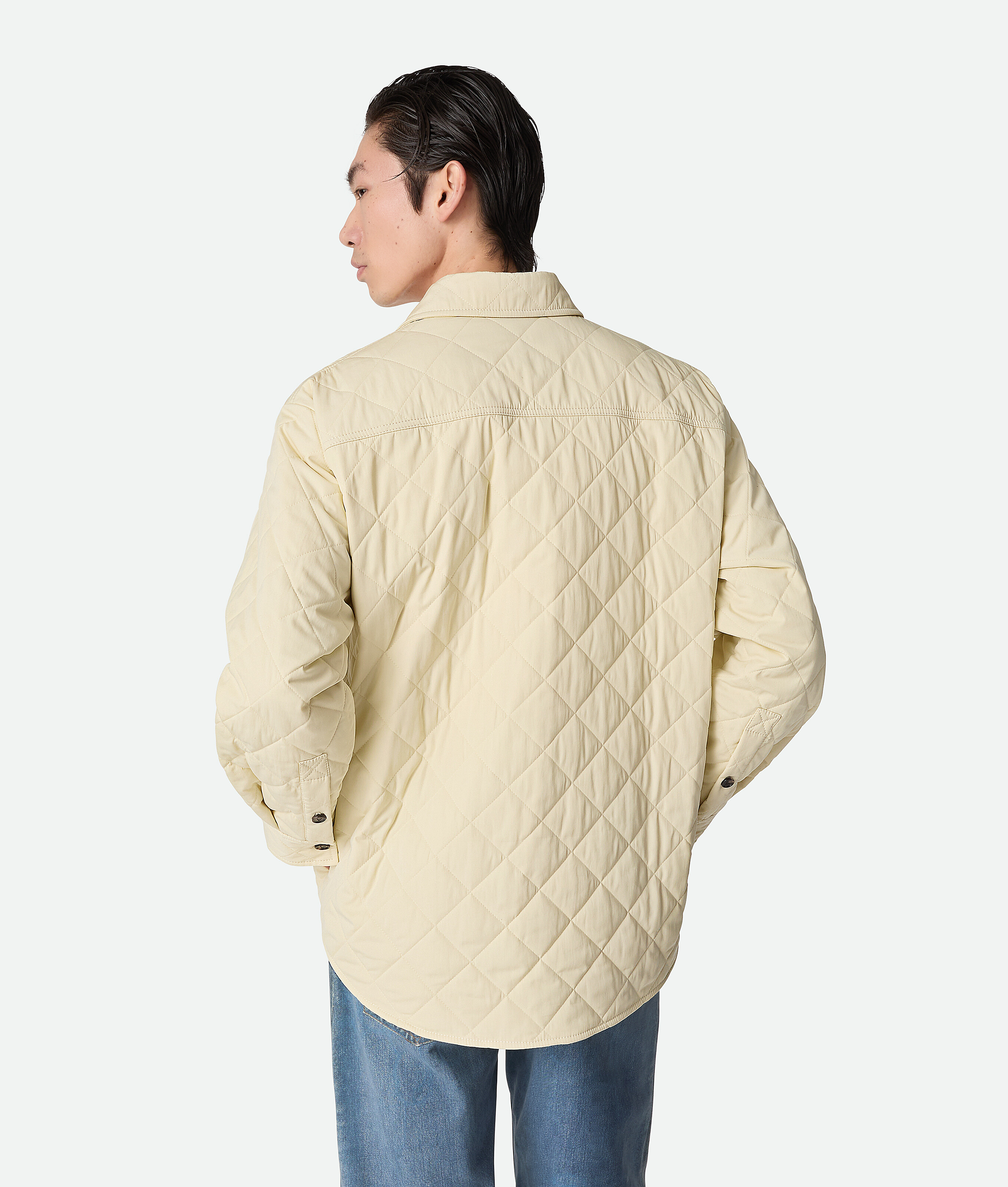 Bottega Veneta Quilted Tech Cotton Jacket With Chest Pockets In Neutral