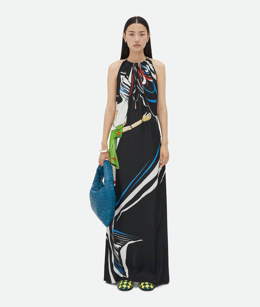 Display a large version of the product image 1 - Printed Viscose Dress With Knot Detail At Neck