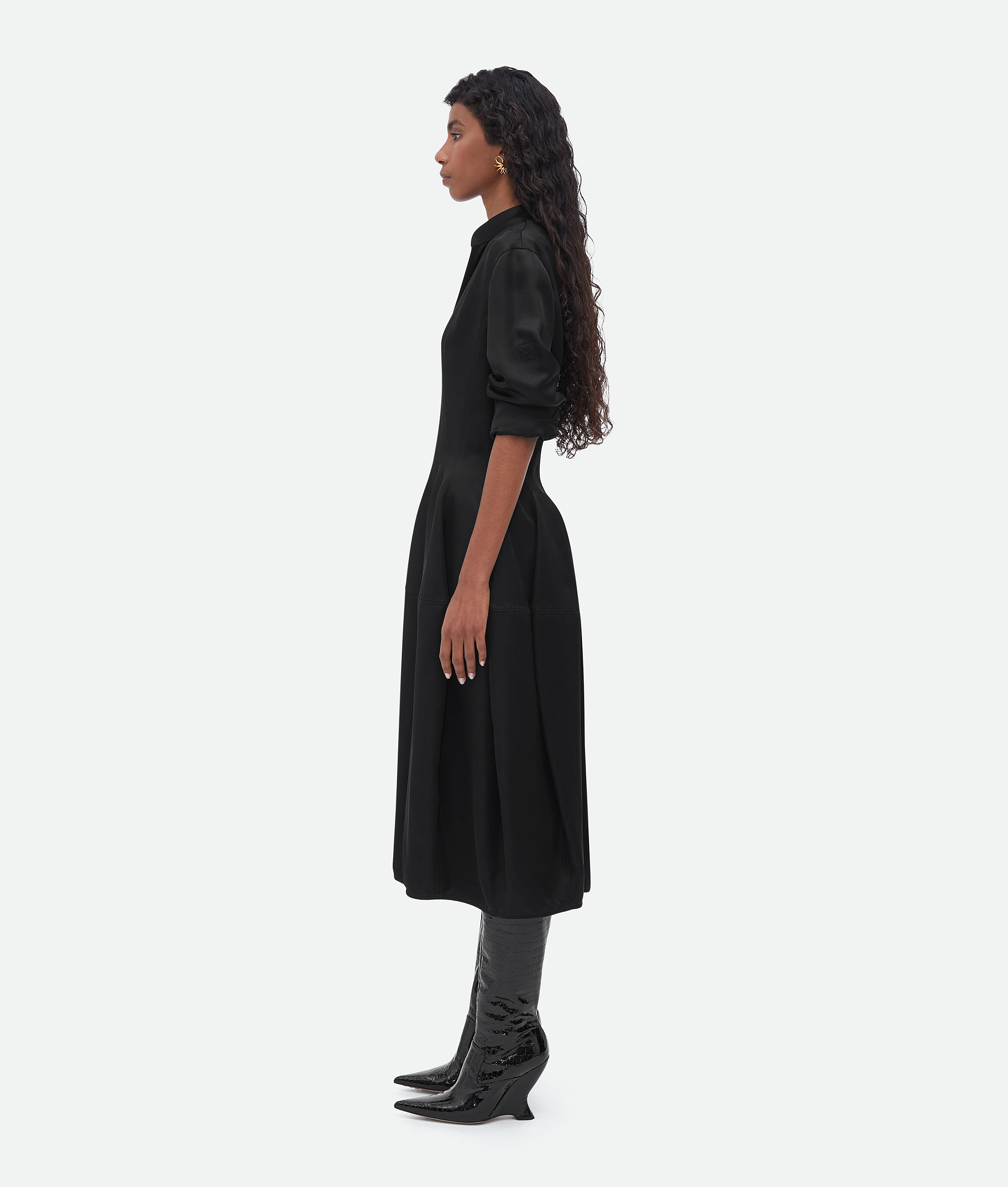 Shop Bottega Veneta Silk Twill Dress In Black
