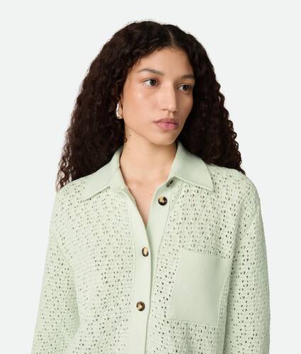 Cotton Crochet Knit Shirt