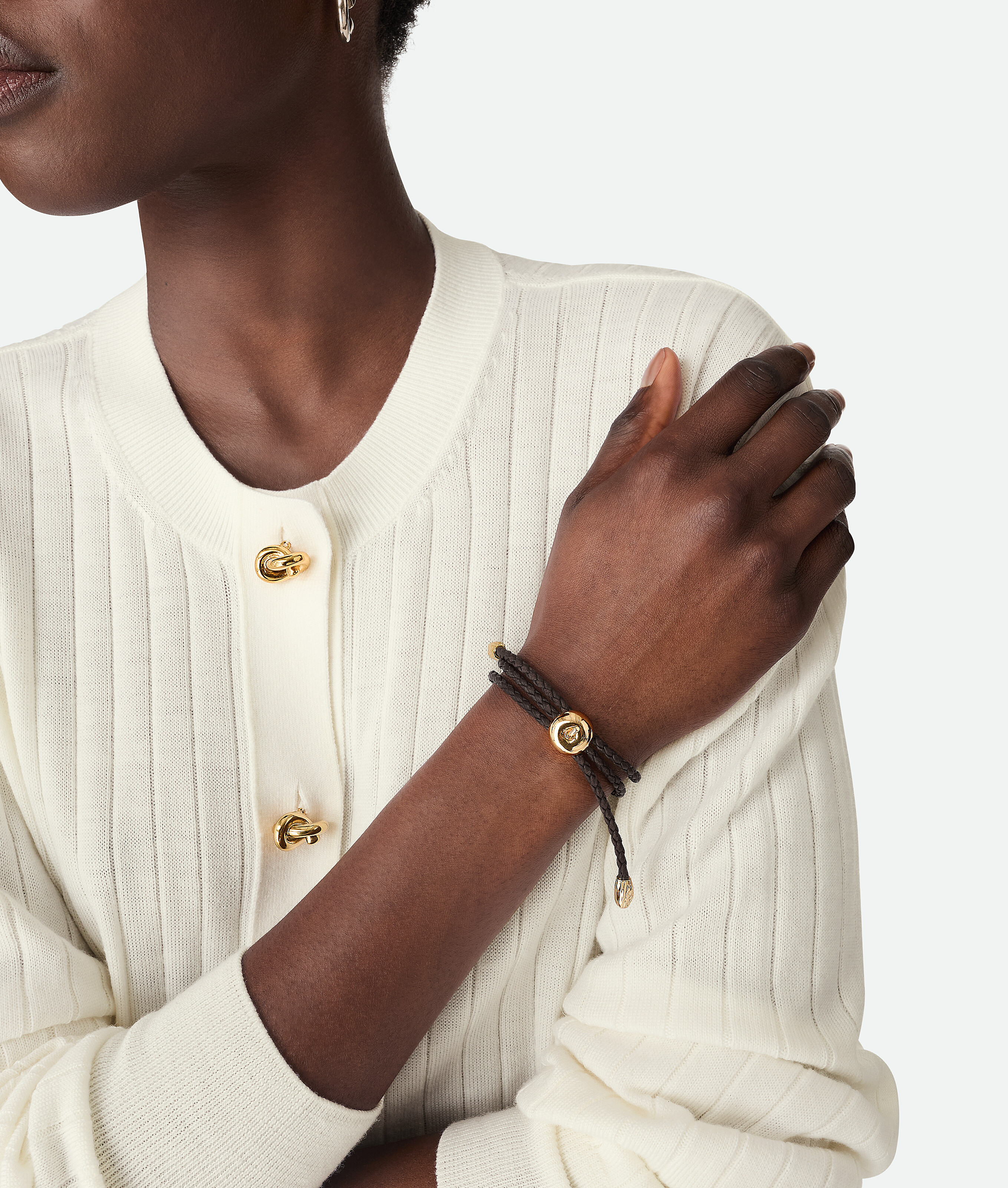 Bottega Veneta Adam Leather Bracelet - Fondant - Woman - M