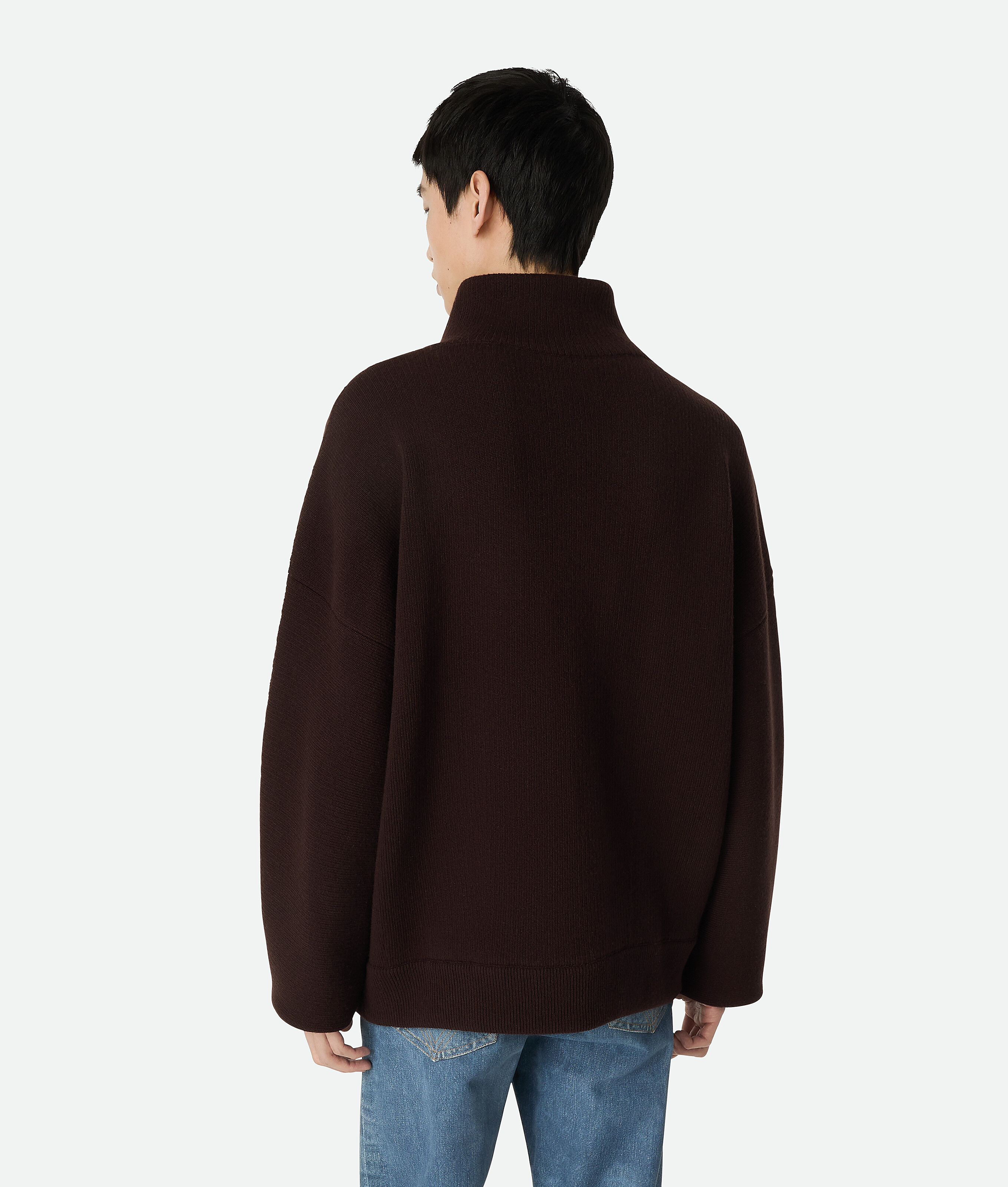 Bottega Veneta Chunky Compact Wool Blend V-neck Sweater In Black