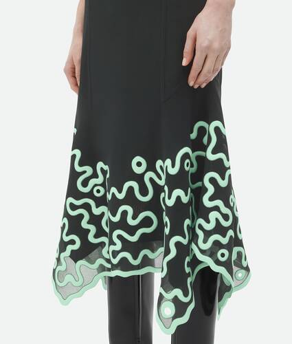 Cotton Midi Skirt With Silicone Motif