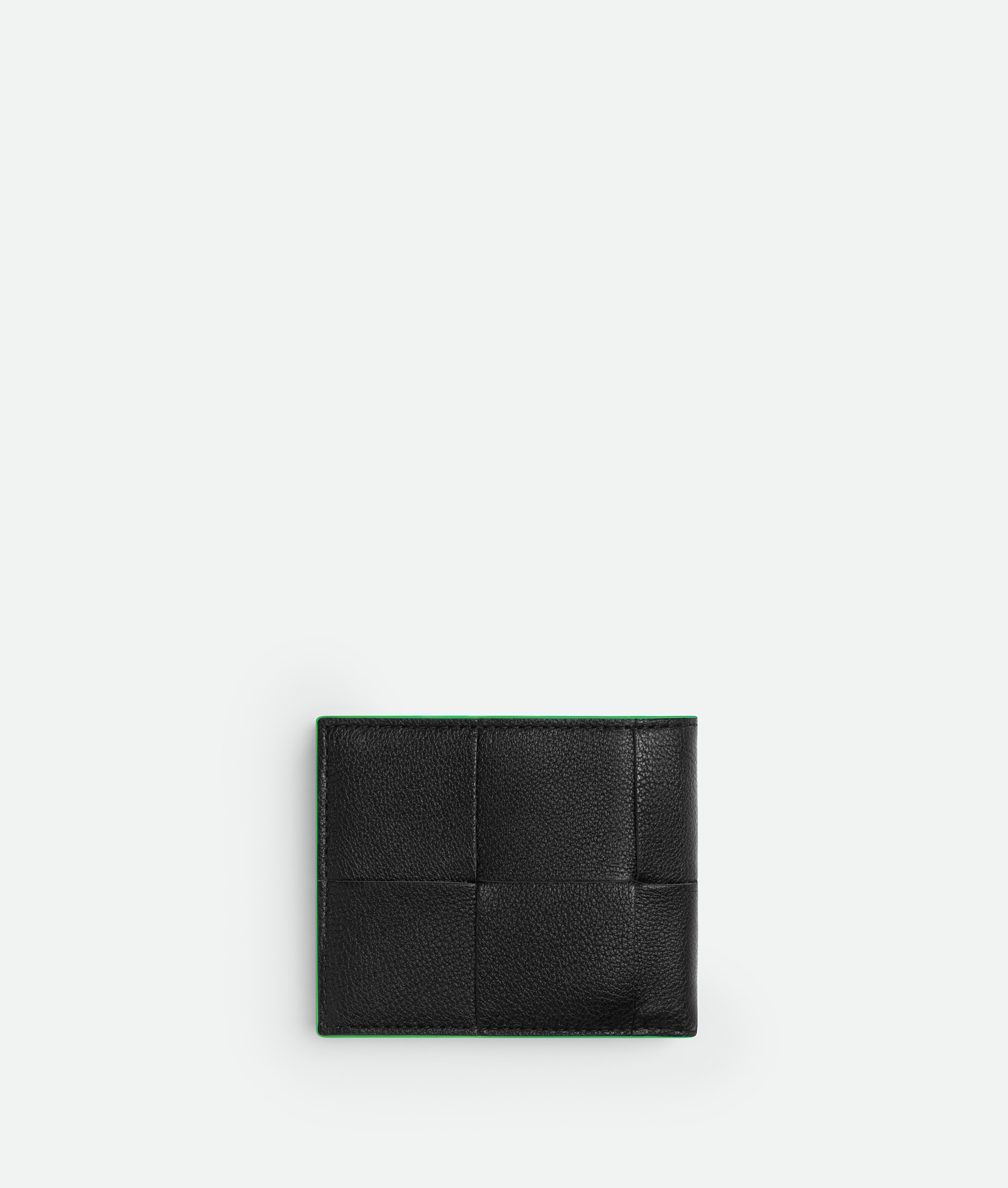 Shop Bottega Veneta Cassette Bi-fold Portemonnaie In Black / Parakeet