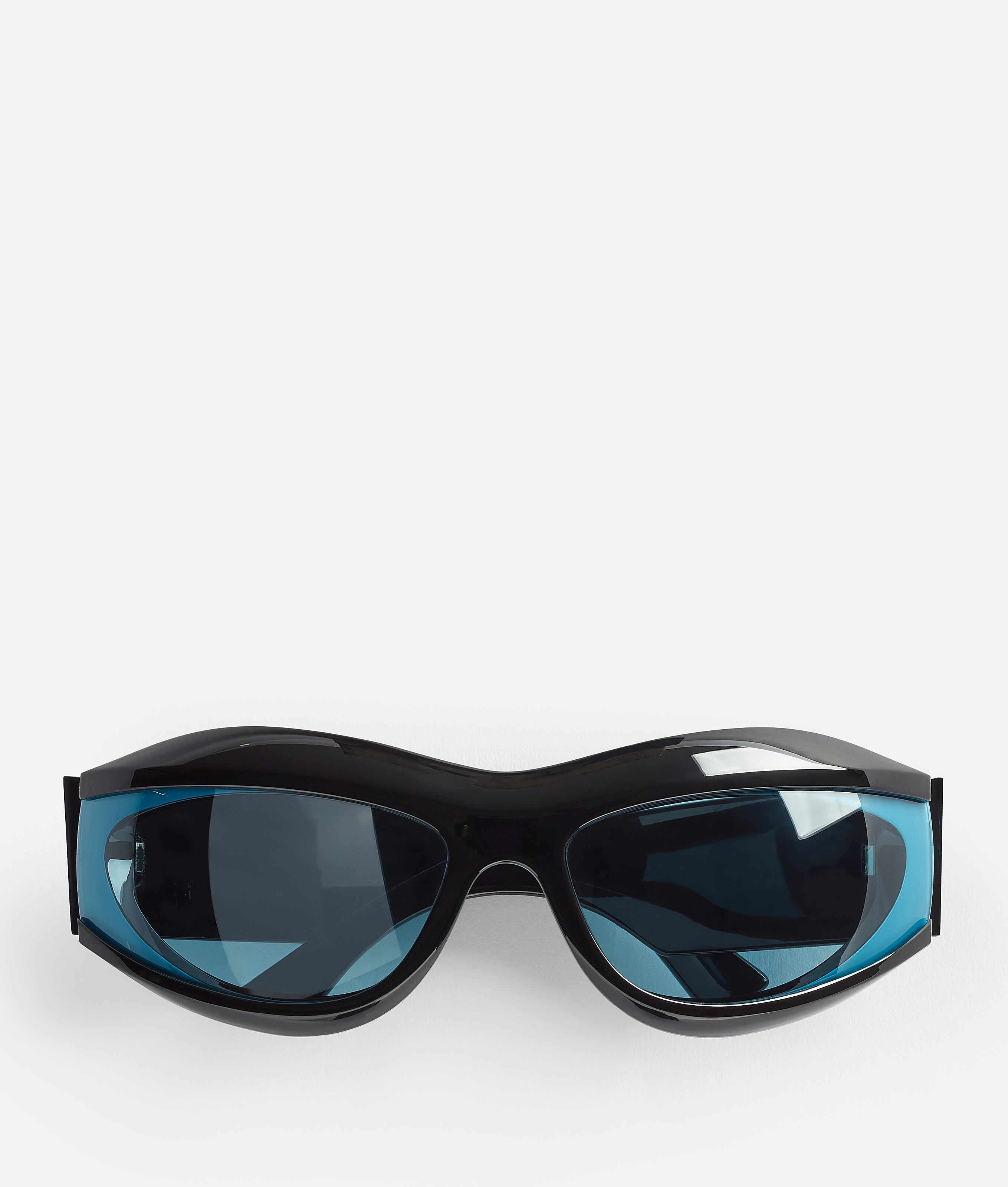 Bottega Veneta Cangi Wraparound Injected Acetate Sunglasses In Blue