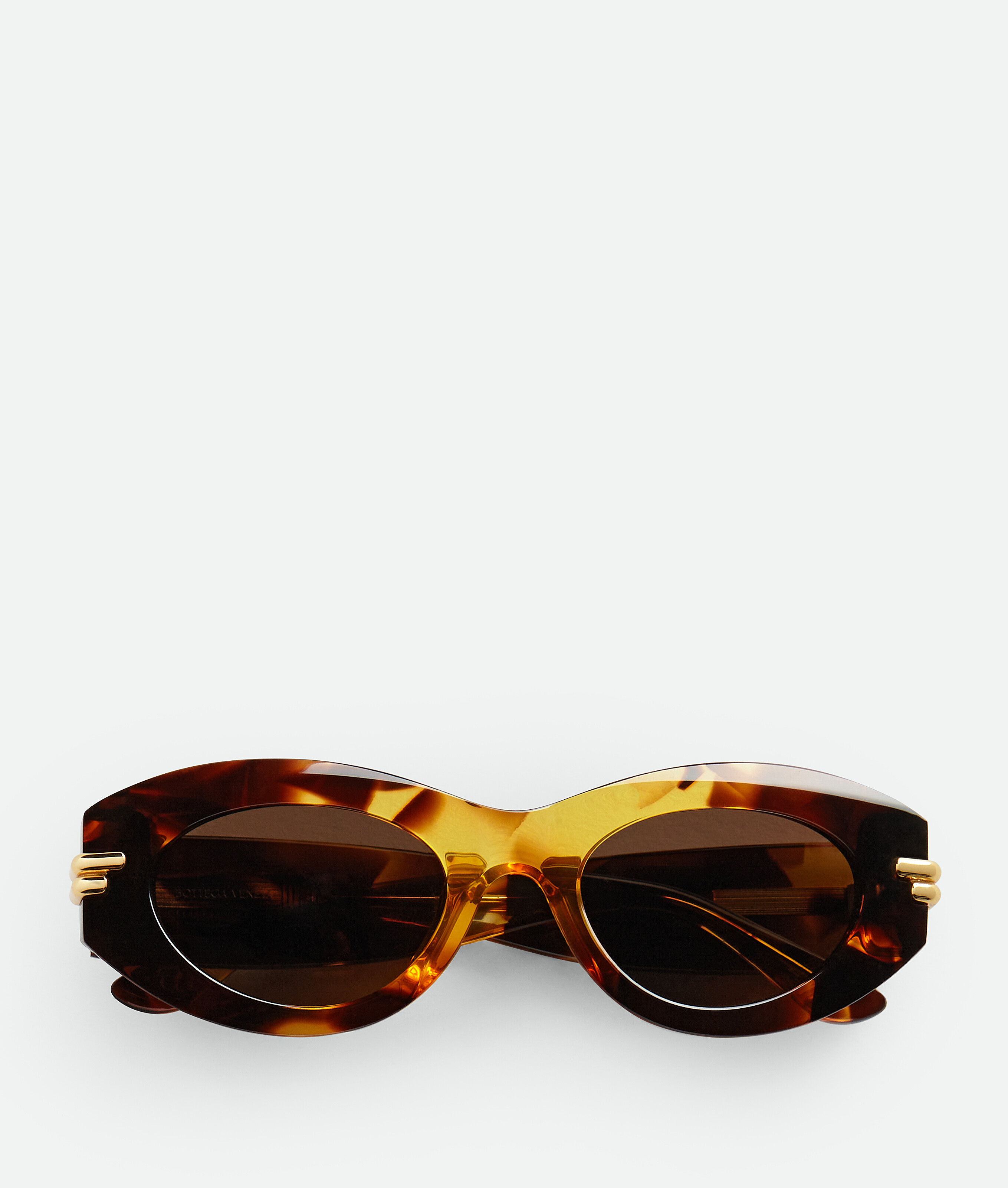 Bottega Veneta Ovale Mitre Sonnenbrille In Havana/brown