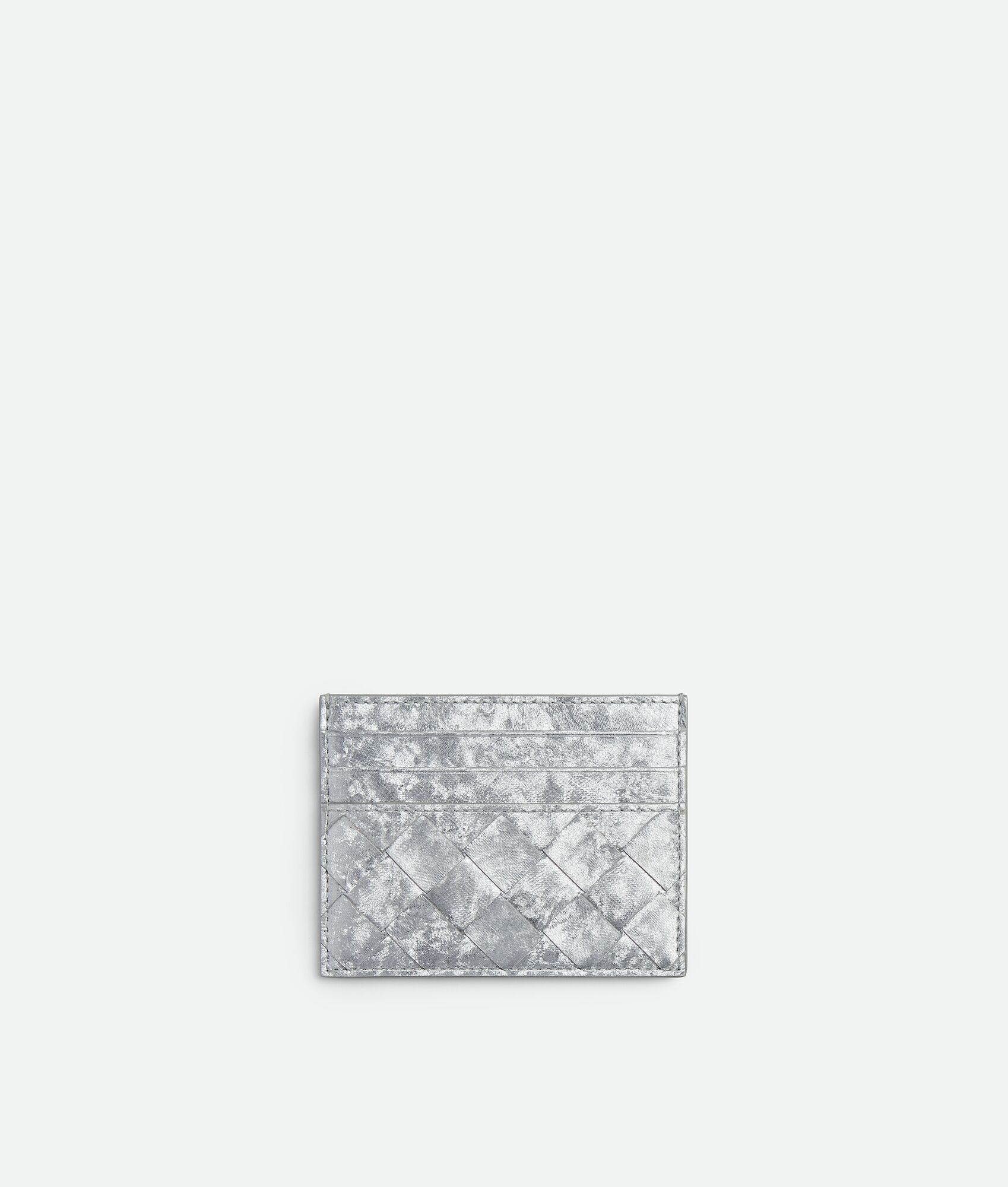 Intrecciato Credit Card Case in Silver — 813972570