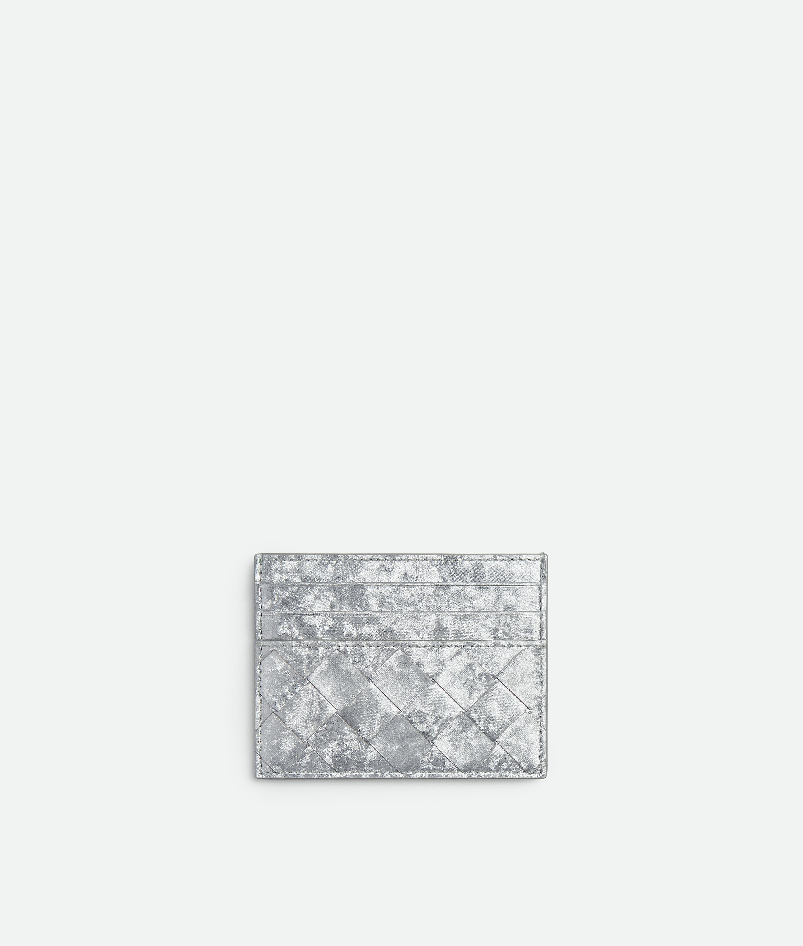 Bottega Veneta Intrecciato Credit Card Case - Silver - Woman -