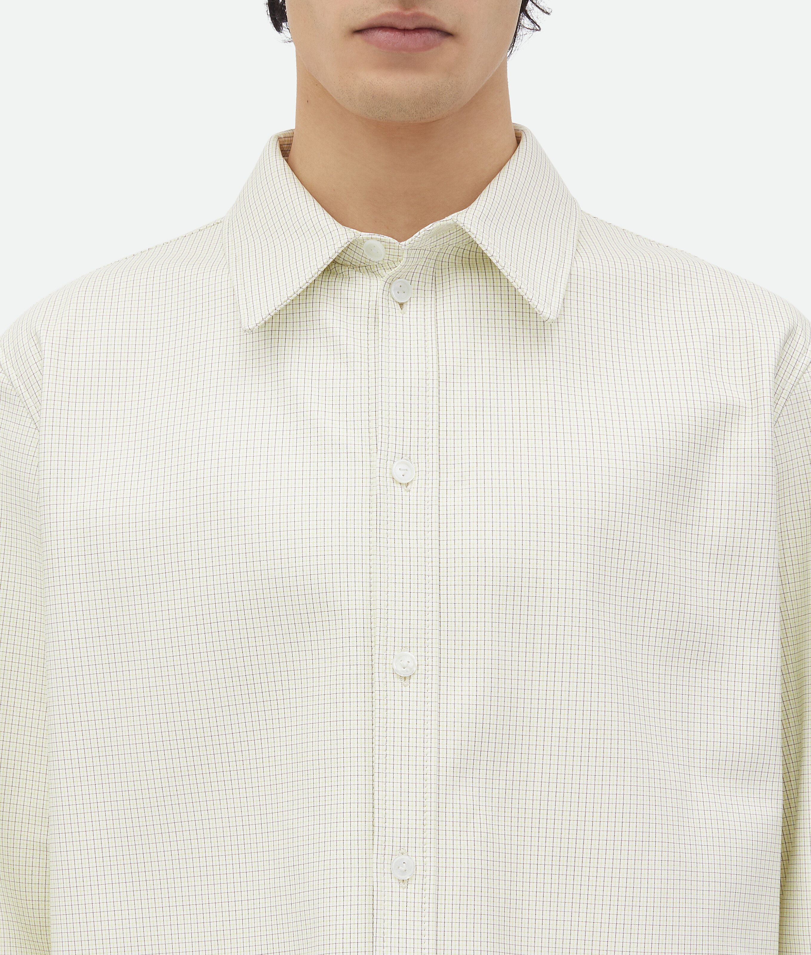 Shop Bottega Veneta Printed Leather Check Shirt In Blue