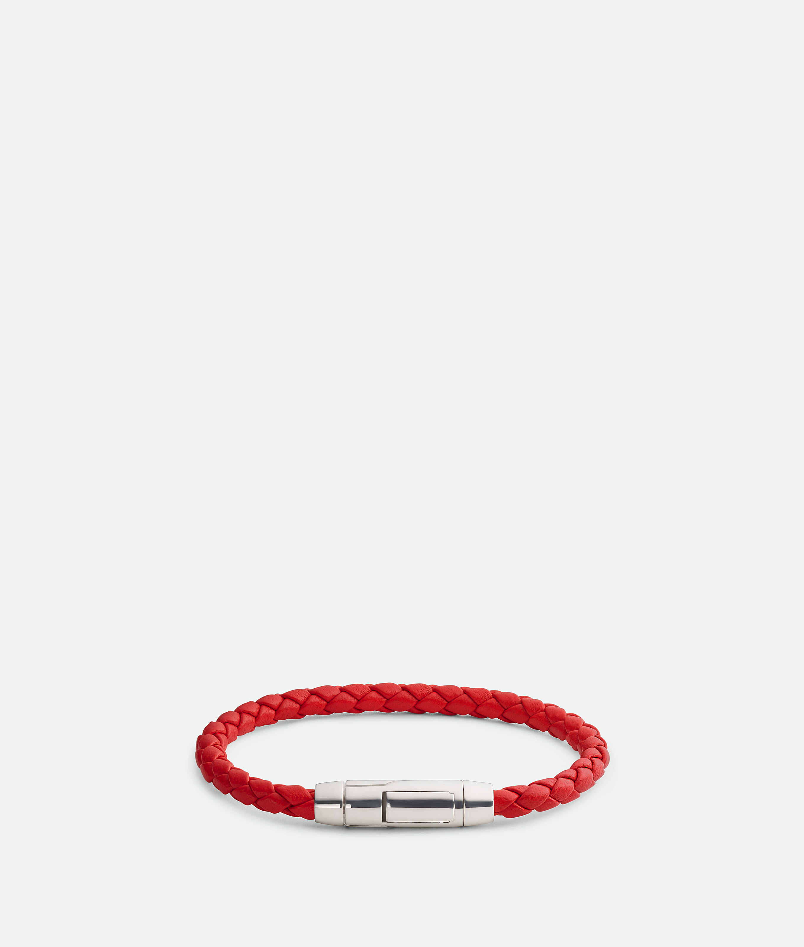 Bottega Veneta Braid Leather Bracelet In Red