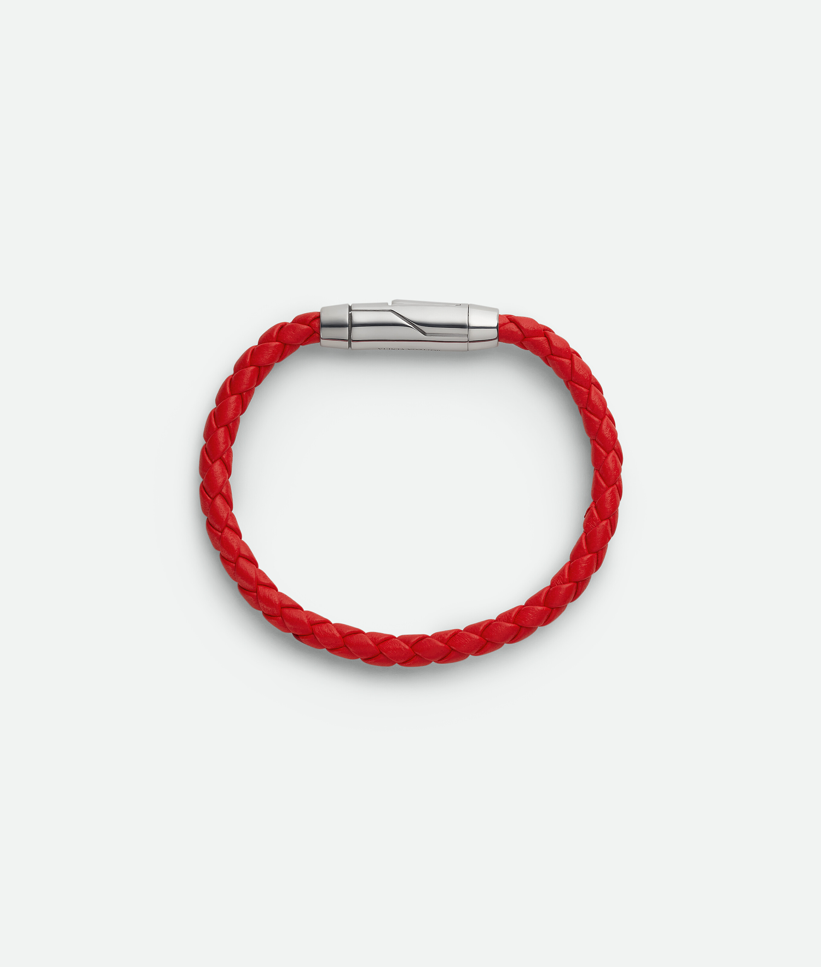 Bottega Veneta Braid Leather Bracelet In Red