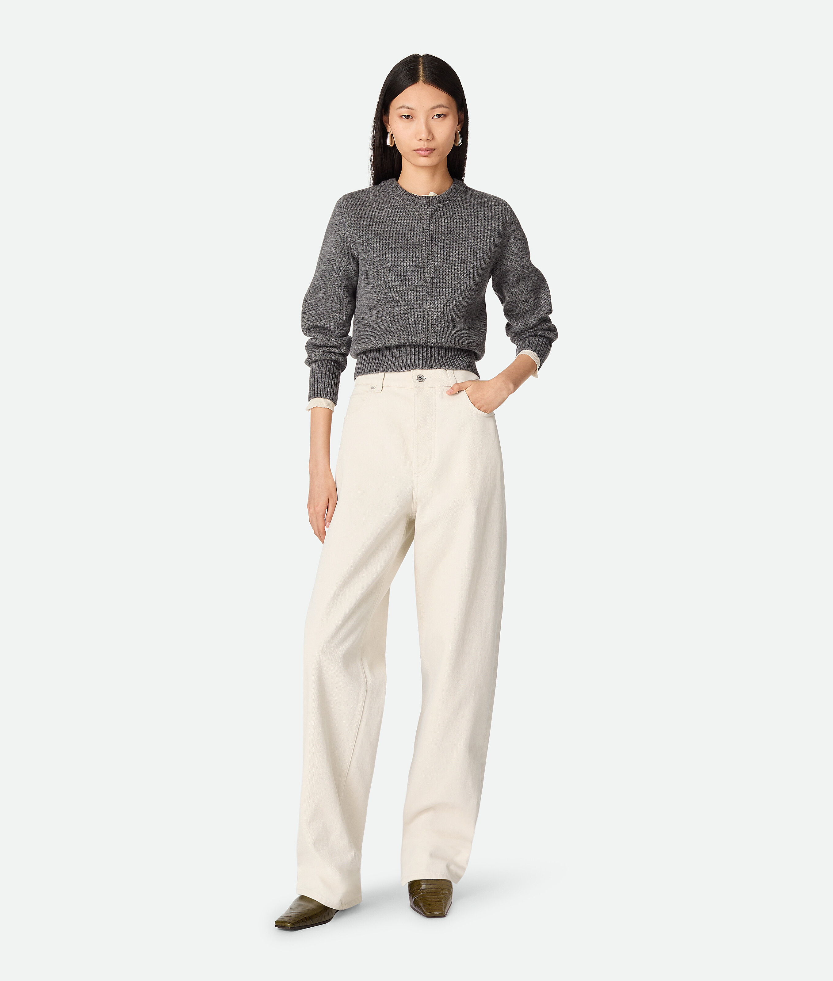 Bottega Veneta Bunte Jeans Mit Umschlag In Pale Meringue