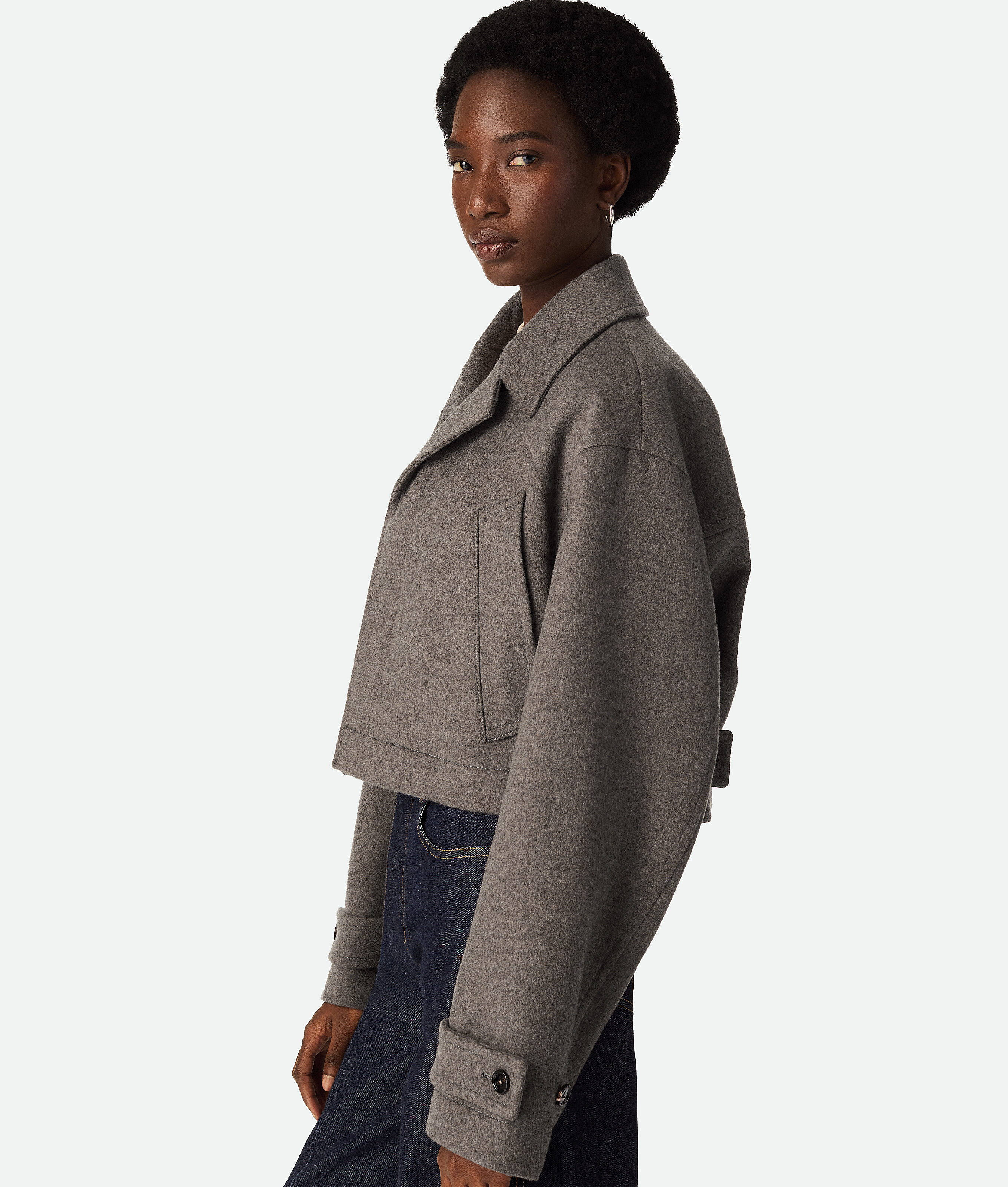 Shop Bottega Veneta Double Wool Cashmere Blouson In Peppercorn Melange