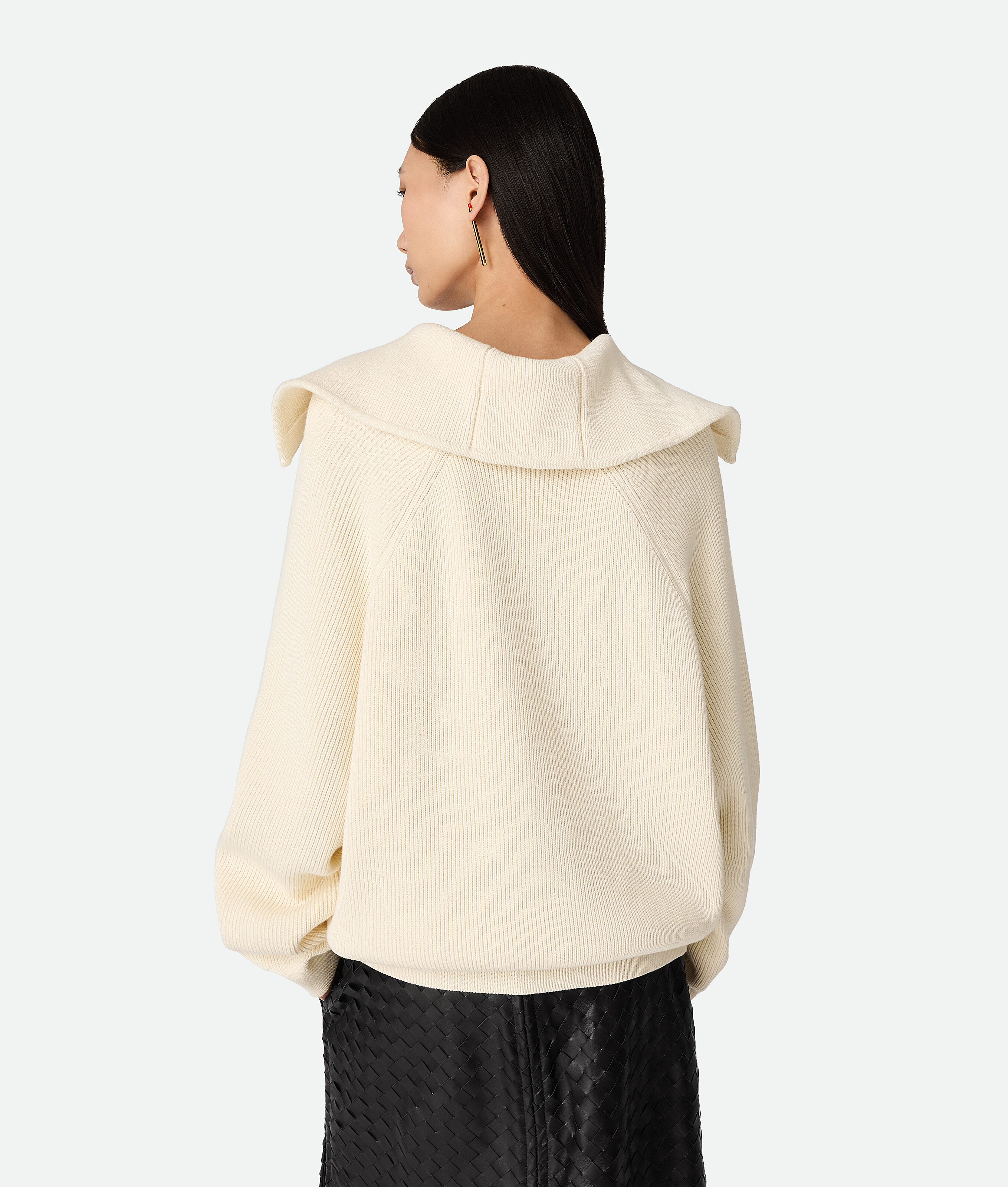 Bottega Veneta Women Cream Stretch Cotton Blend Cardigan In Chalk