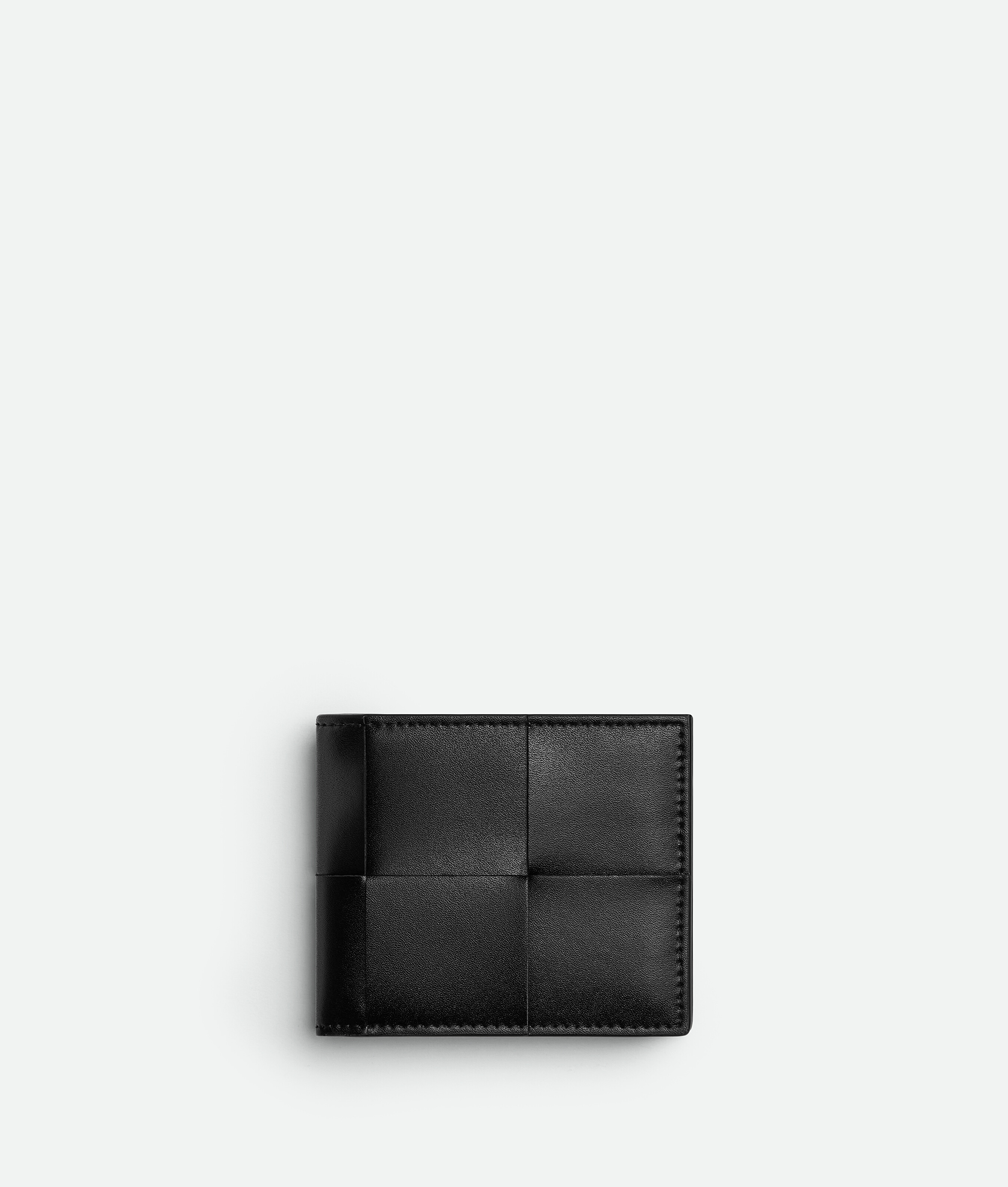Bottega Veneta Cassette Bi-fold Wallet With Coin Purse - Black/parakeet - Man
