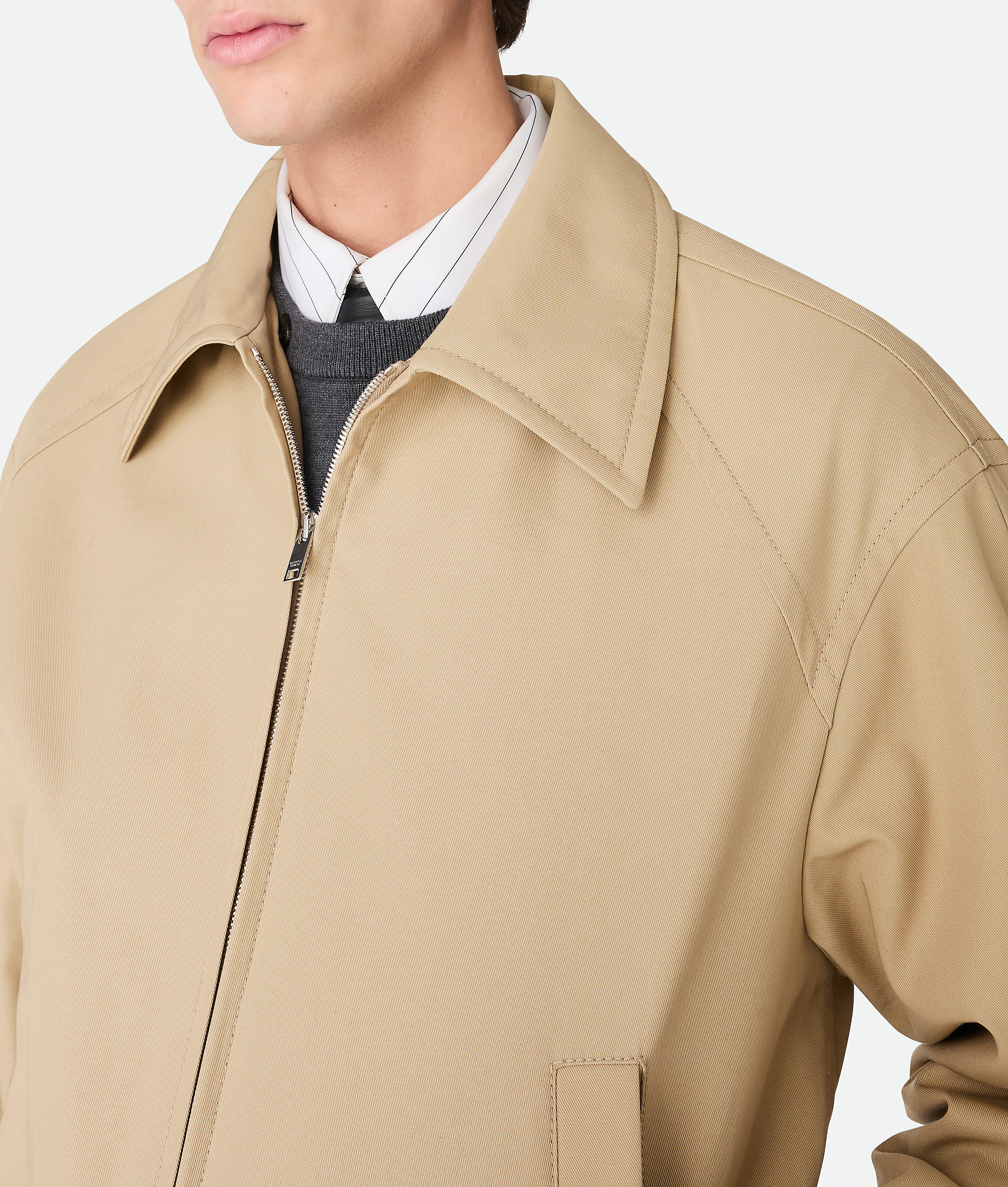 Shop Bottega Veneta Blouson Aus Baumwolltwill In Beige
