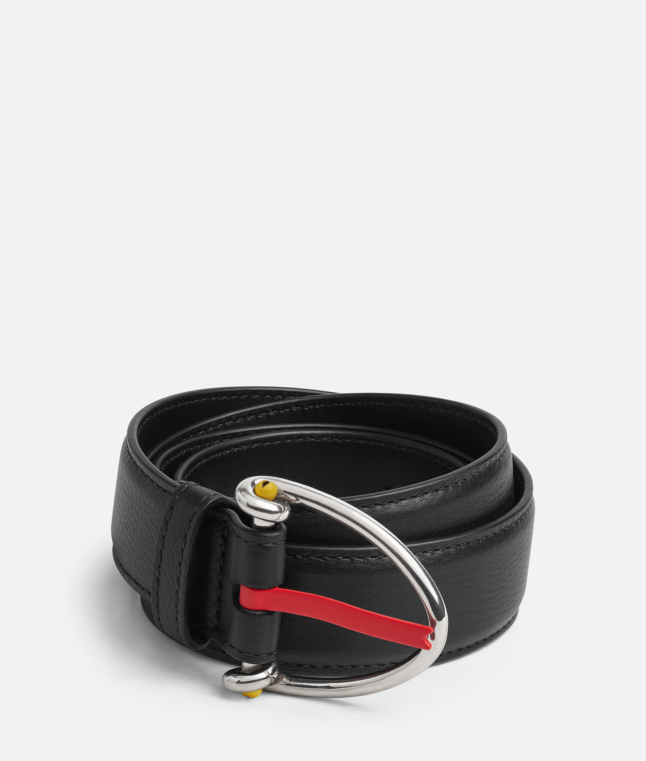 Shop Bottega Veneta Snake Buckle Gürtel In Black/silver