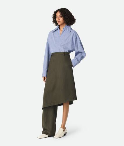 Wool Subtle Stripe Skirt Trousers