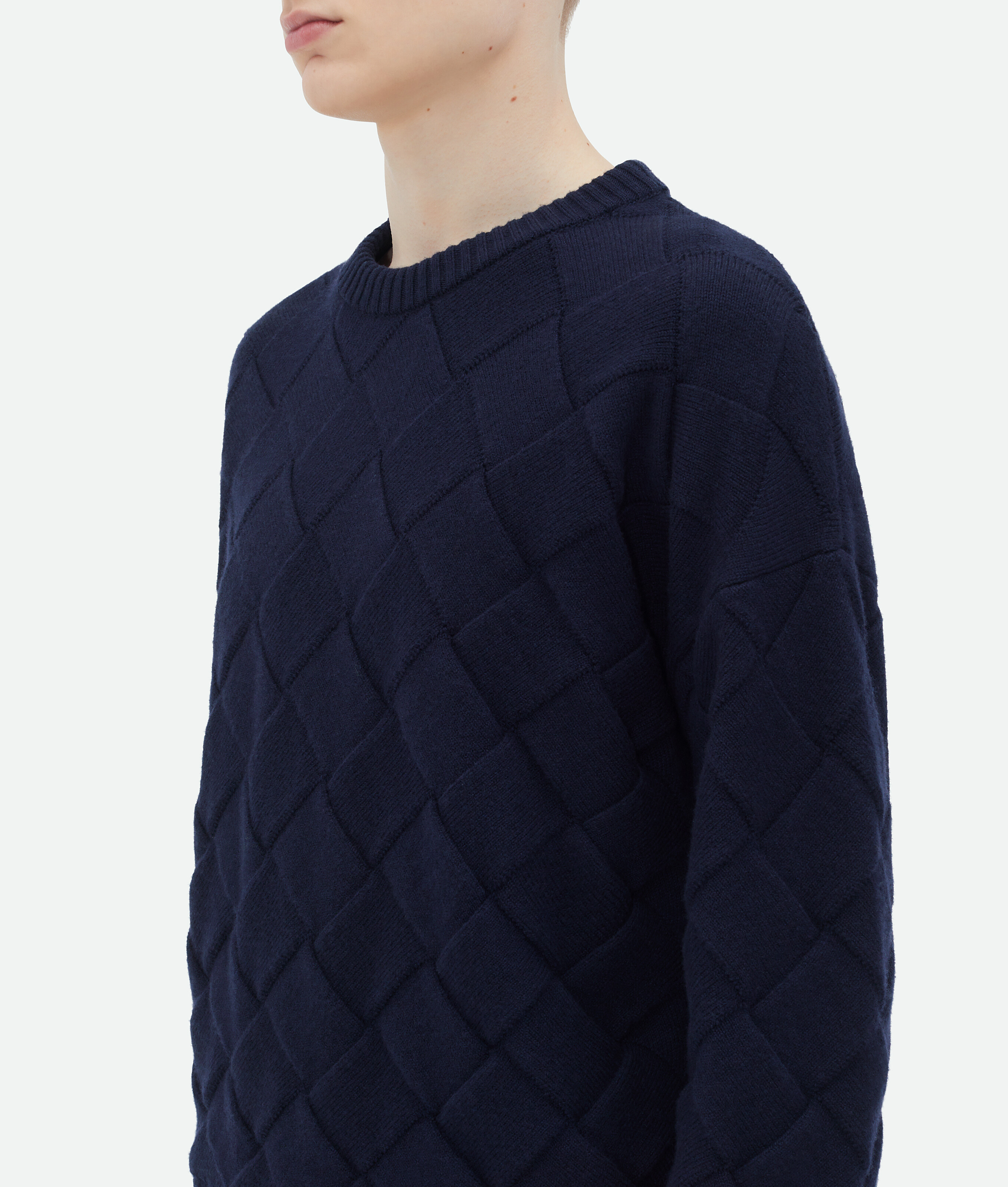 Bottega Veneta Intreccio Wool Jumper In Blue