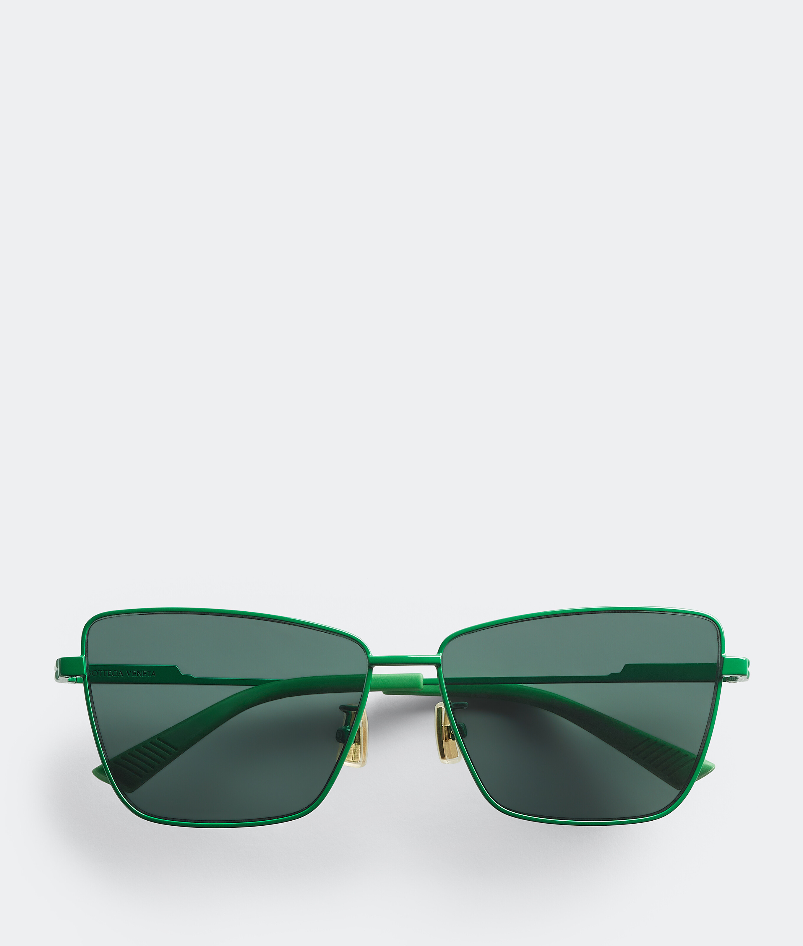 Bottega Veneta Classic Eckige Sonnenbrille Aus Metall In Green