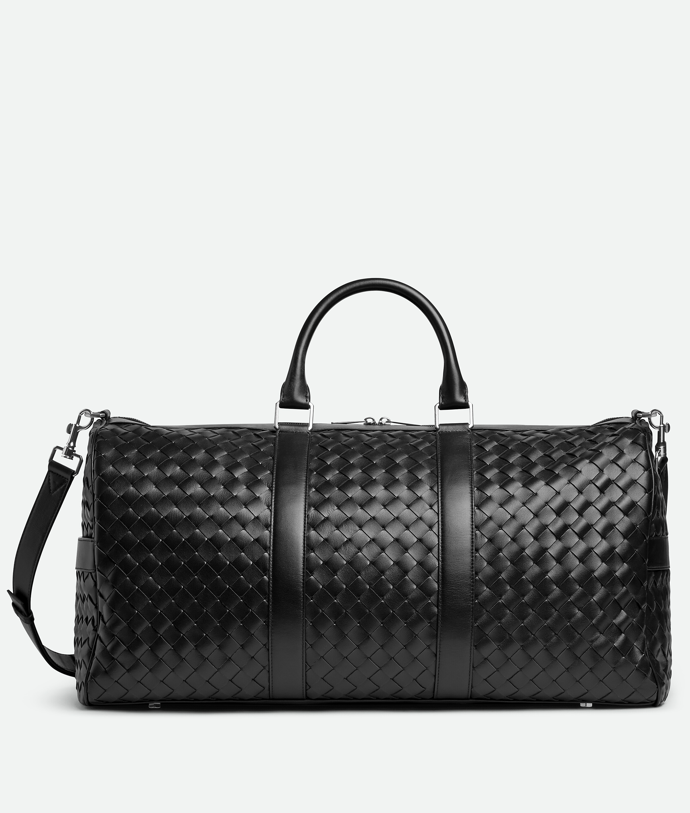 Shop Bottega Veneta Intrecciato Cabin Duffle In Black