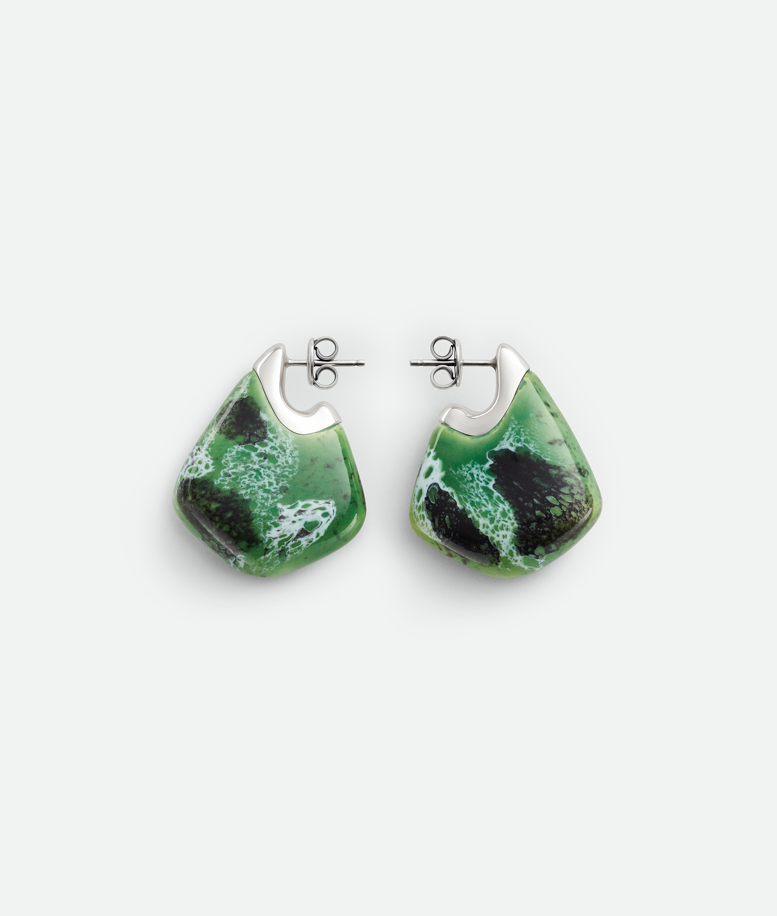 Bottega Veneta Small Fin Ceramic Earrings - Apple Green/white - Woman