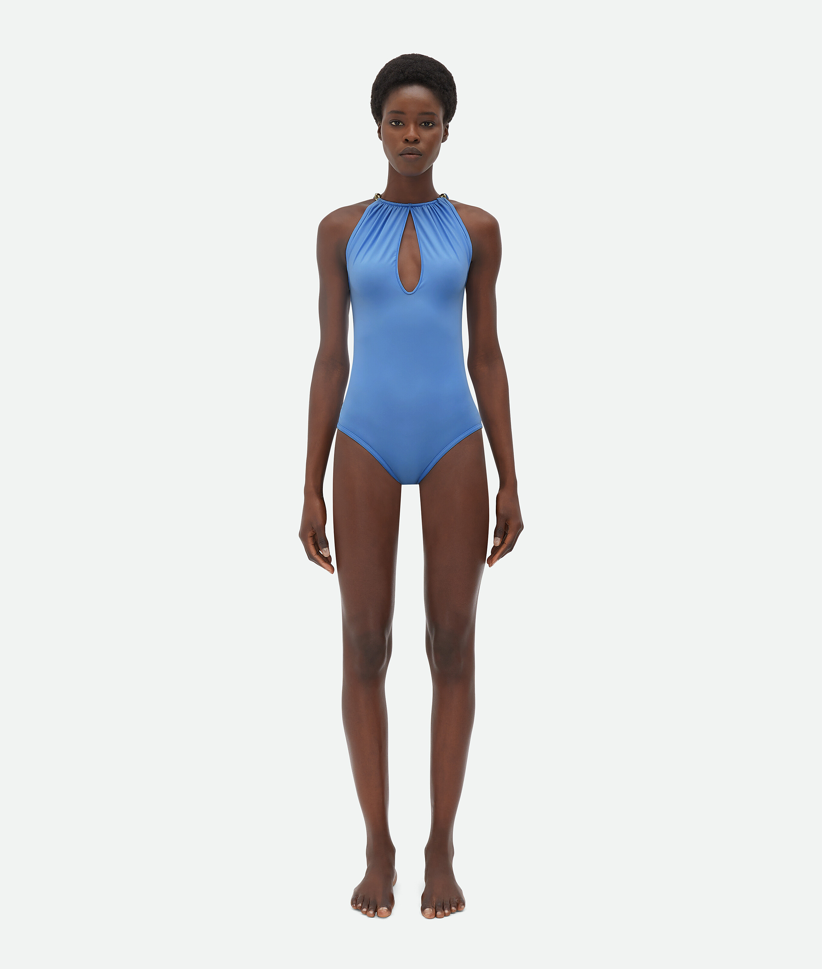 Bottega Veneta Stretch Nylon Swimsuit In Blue
