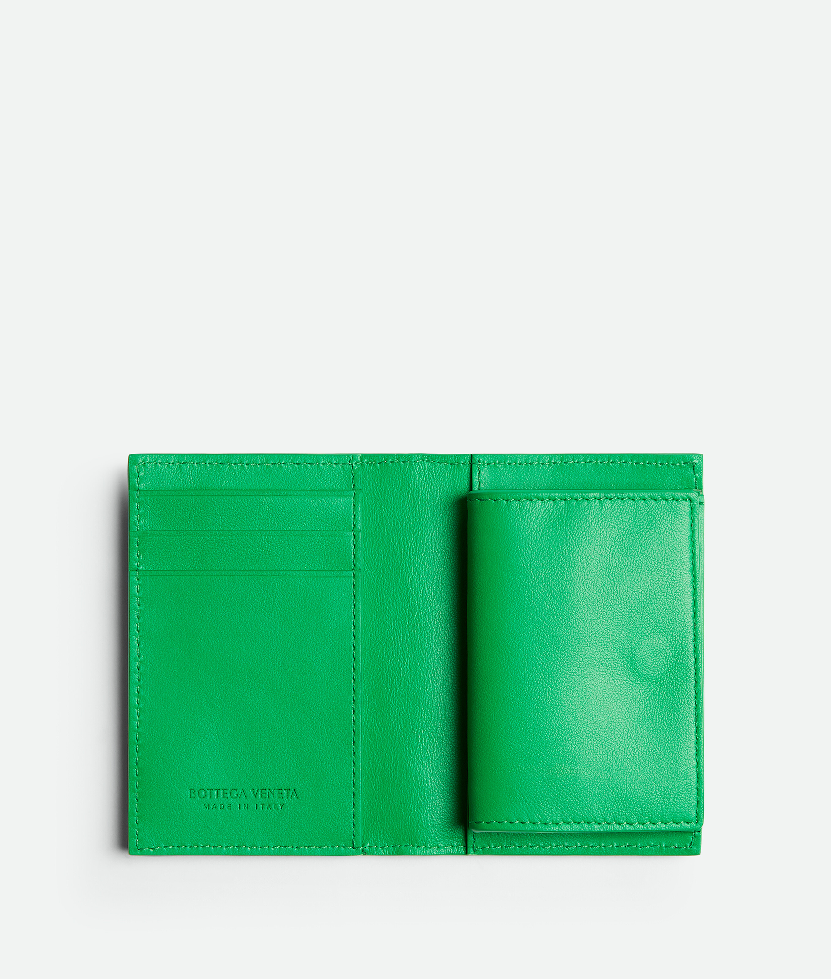 Bottega Veneta Intrecciato Flap Card Case In Green