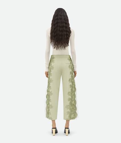 Viscose Cropped Pants With Lace Embroidery