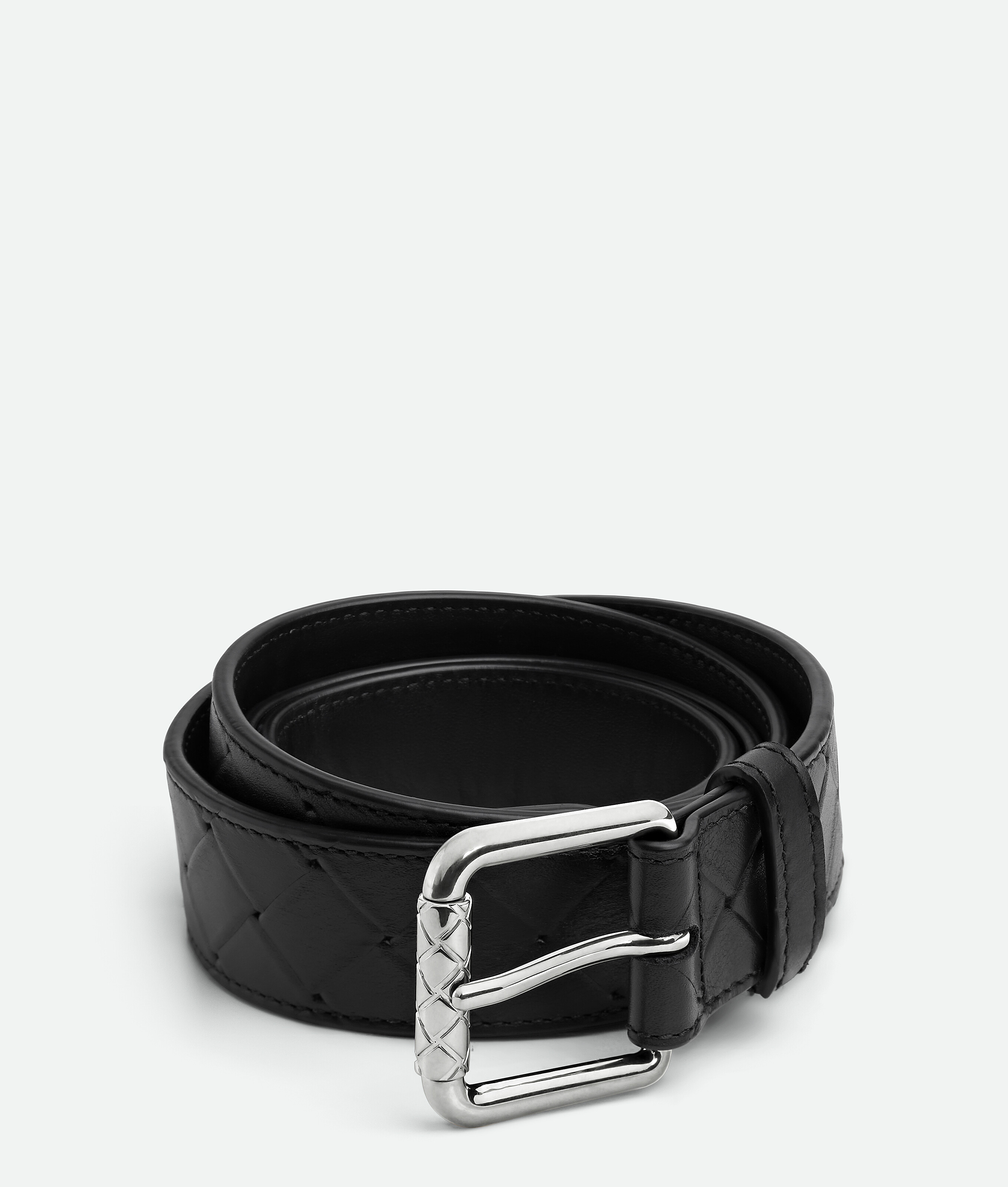 Bottega Veneta Intrecciato Stamp Belt - Black - Man - 90
