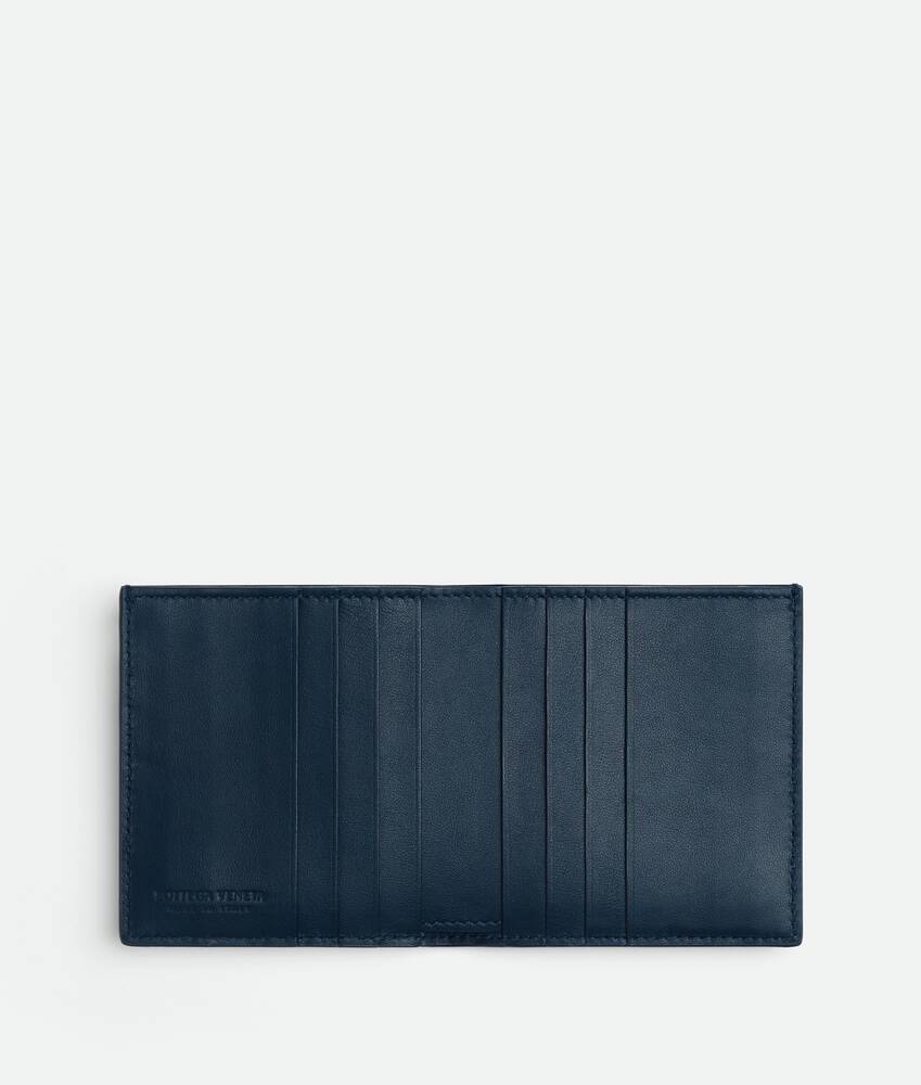 Bottega Veneta® Men's Intrecciato Bi-Fold Wallet in Deep Blue