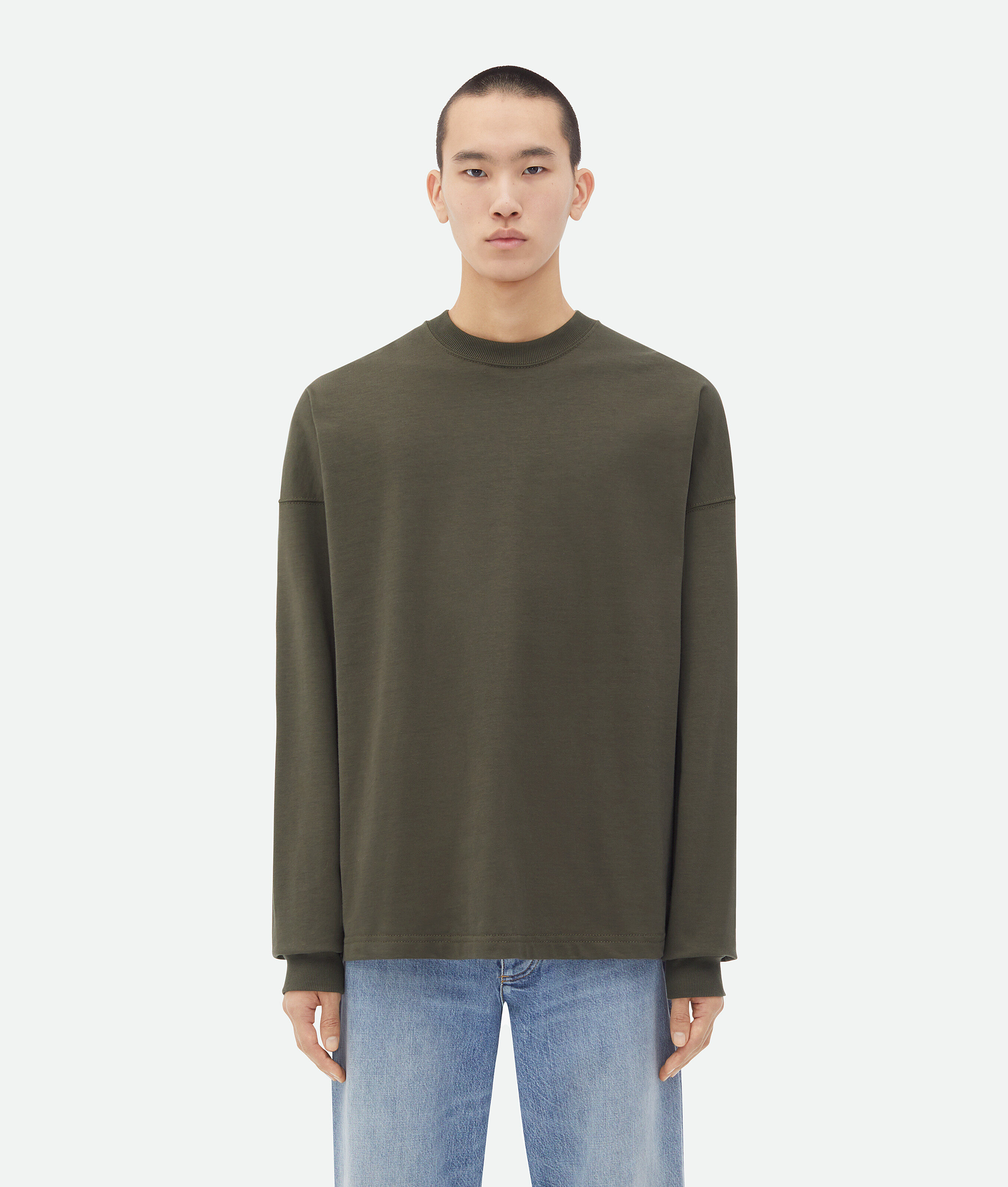 Bottega Veneta Jersey Oversized Long Sleeve T-shirt In Brown