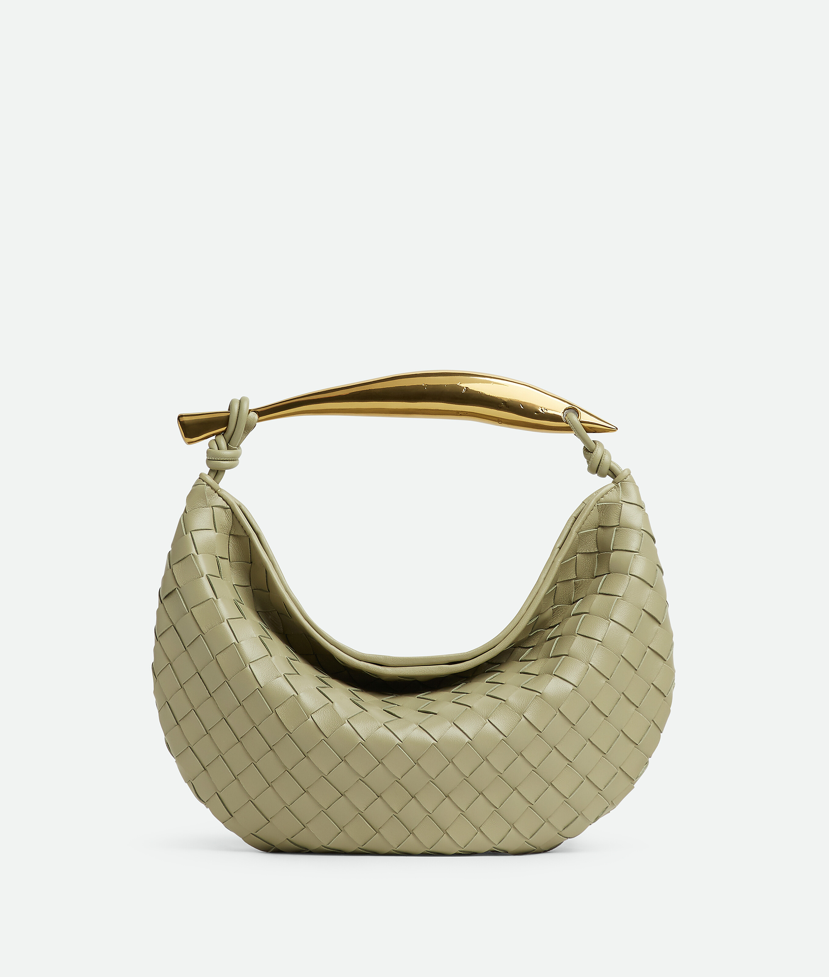 Bottega Veneta Womens Travertine Brass Sardine Large Leather Top-handle Bag In Green