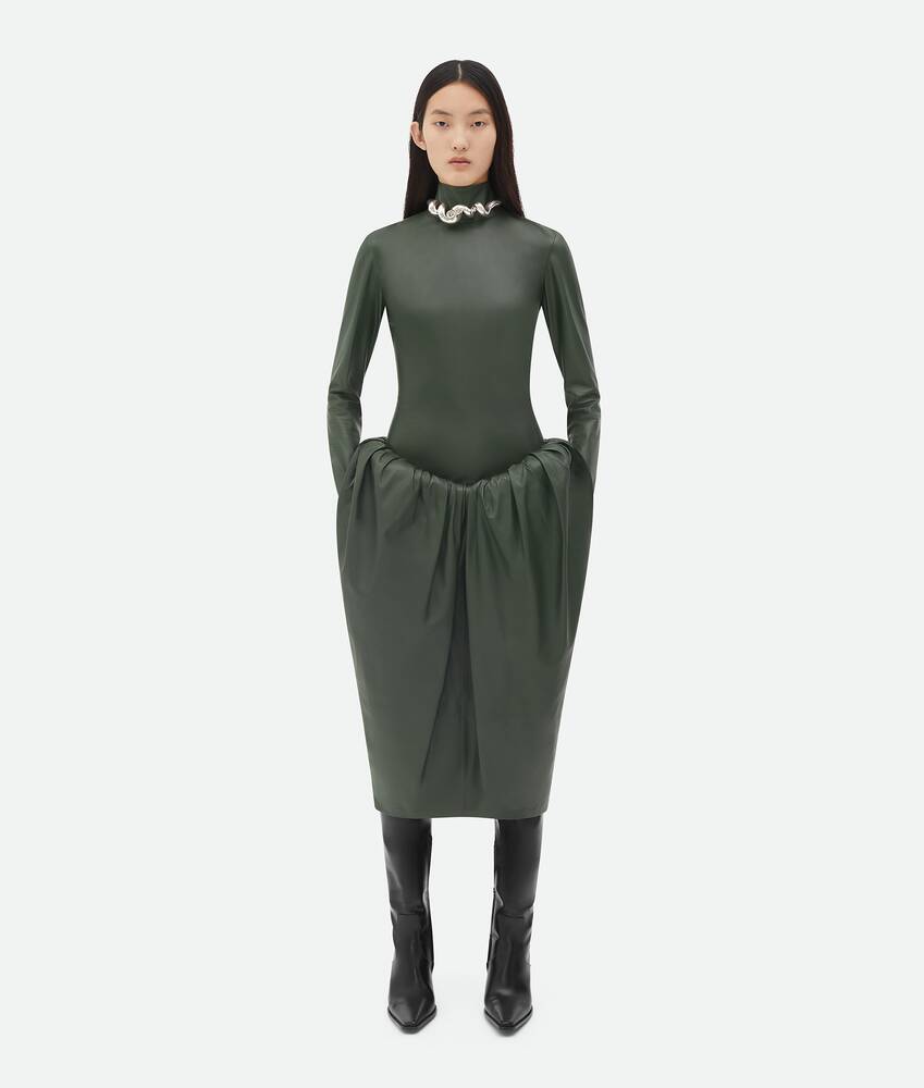 Display a large version of the product image 1 - Leather Midi Skirt With Padded Hip Construction