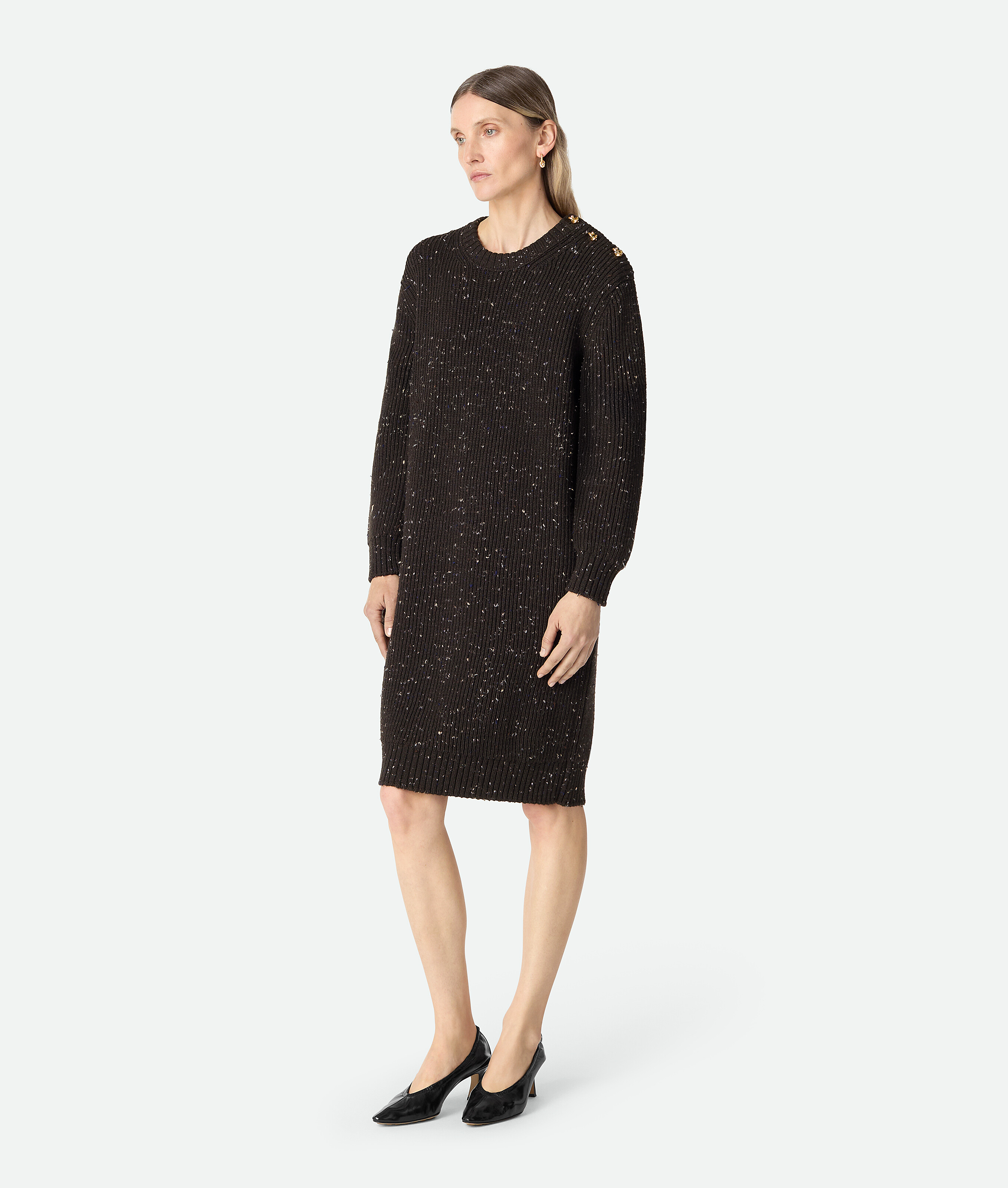 Bottega Veneta Wool English Rib Dress In Brown