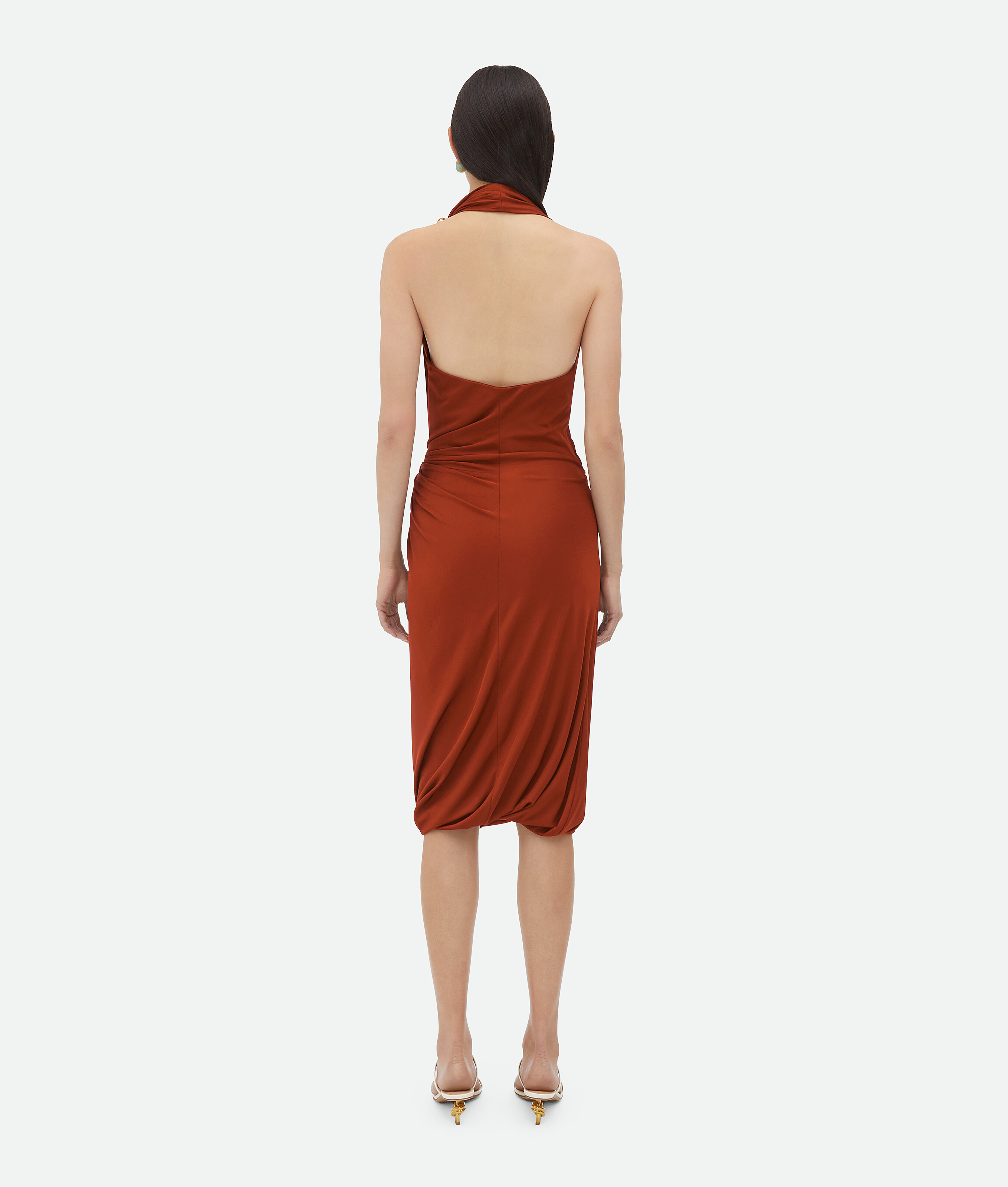 Shop Bottega Veneta Viscose Jersey Midi Dress In Brown