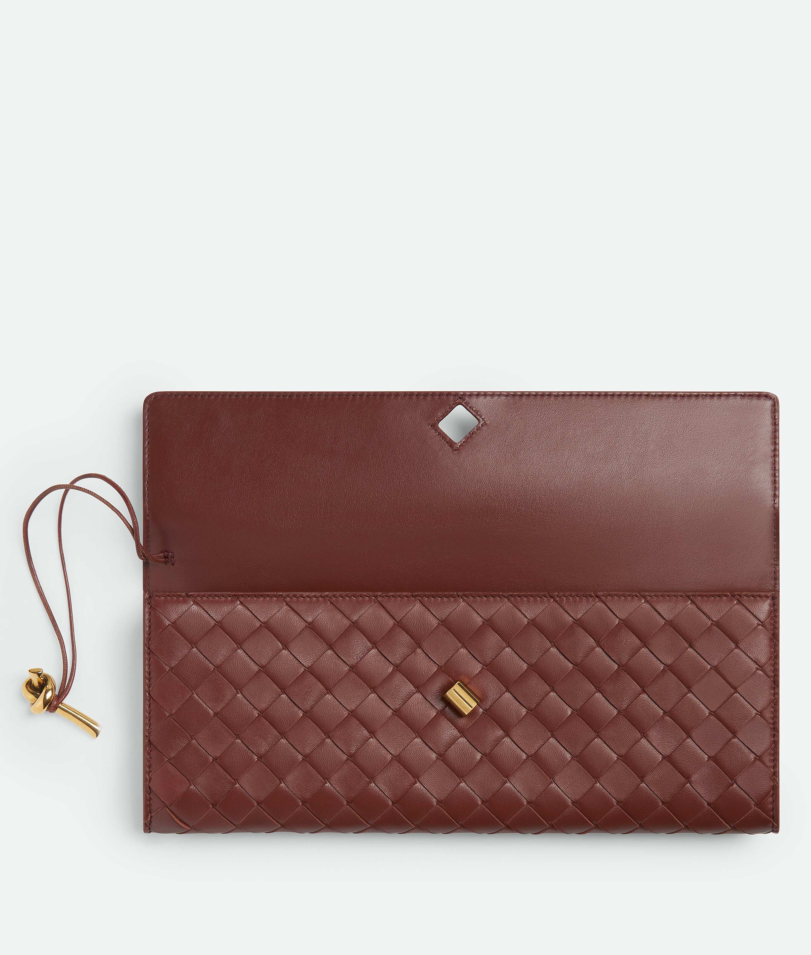 Bottega Veneta Long Andiamo Clutch Bag With Handle In Sapele