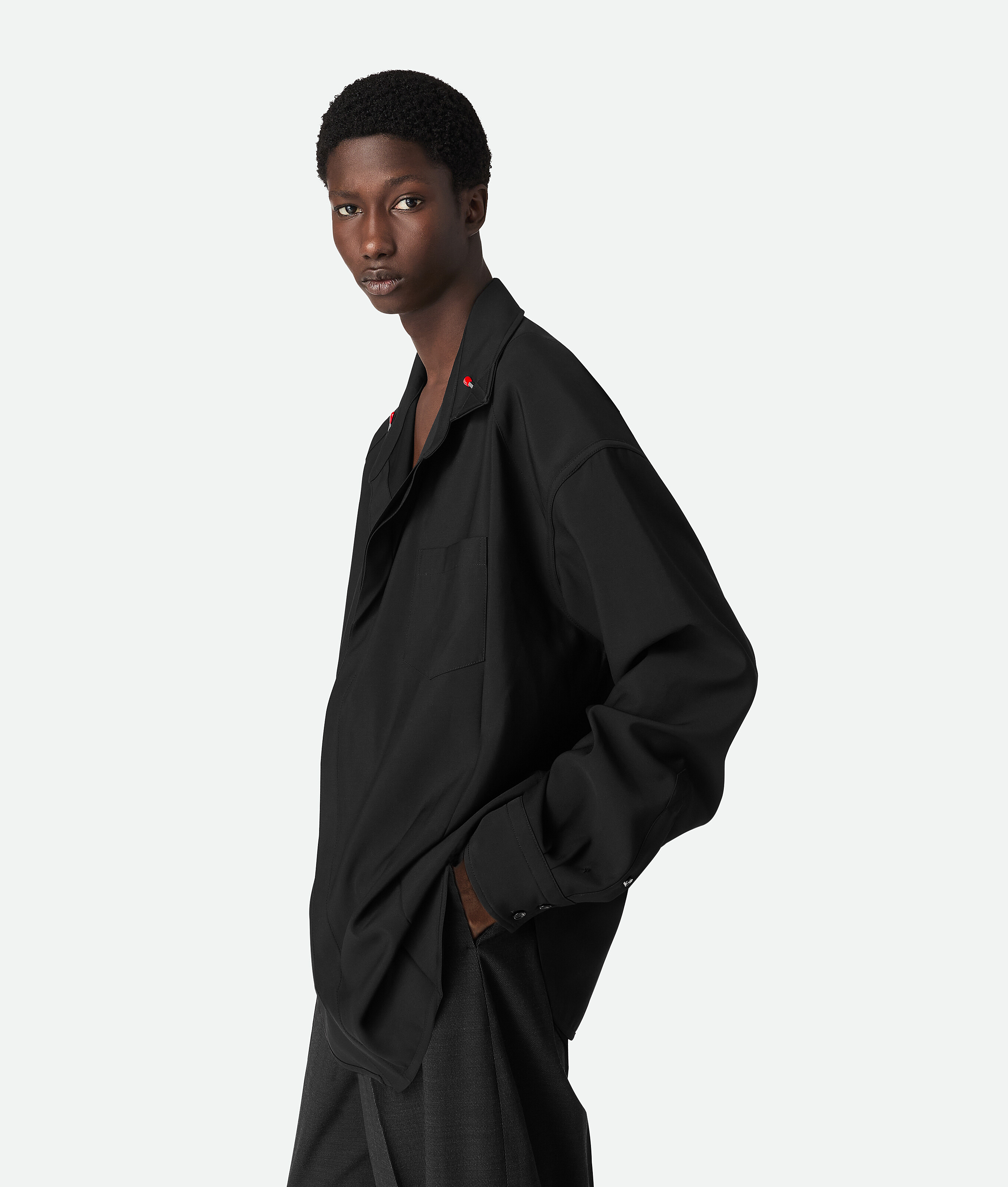Bottega Veneta Hemd Aus Leichter Wolle In Black