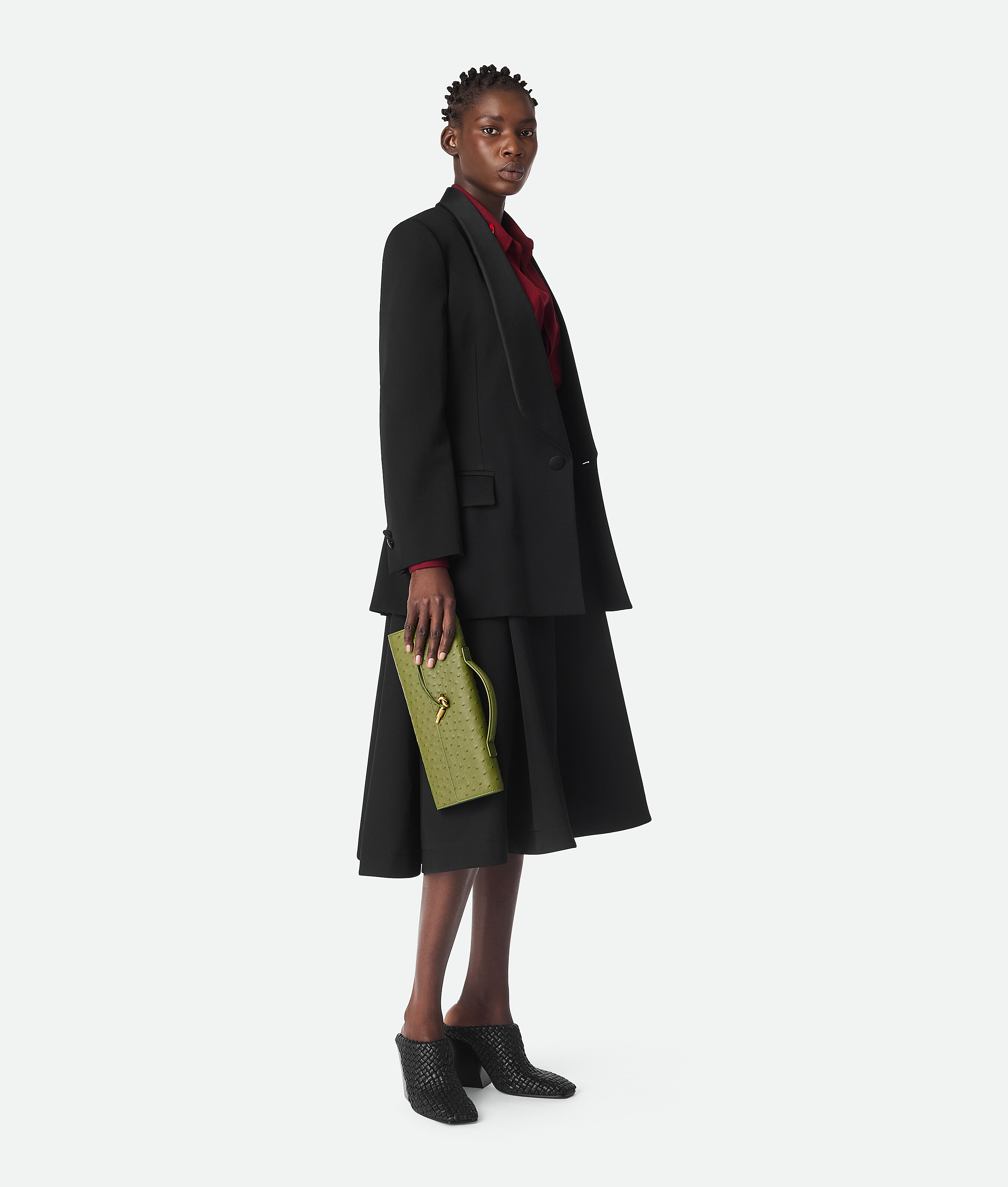 Bottega Veneta Long Andiamo Intrecciato Clutch Bag In Matcha