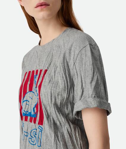 T-shirt en jersey de coton imprimé et chiffonné