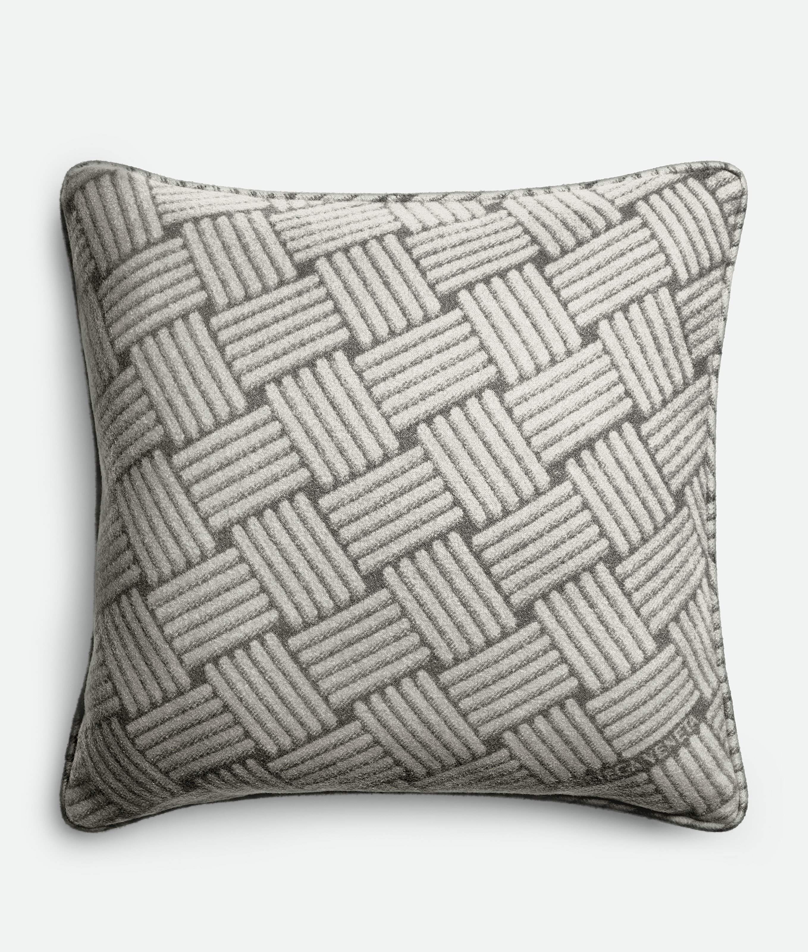 Bottega Veneta Cashmere Cushion With Intreccio Motif In Grey
