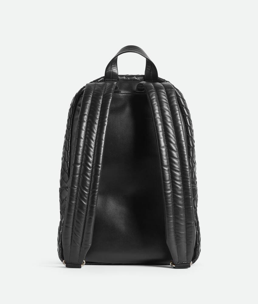 Bottega Veneta Classic Intrecciato Backpack in Black & Silver