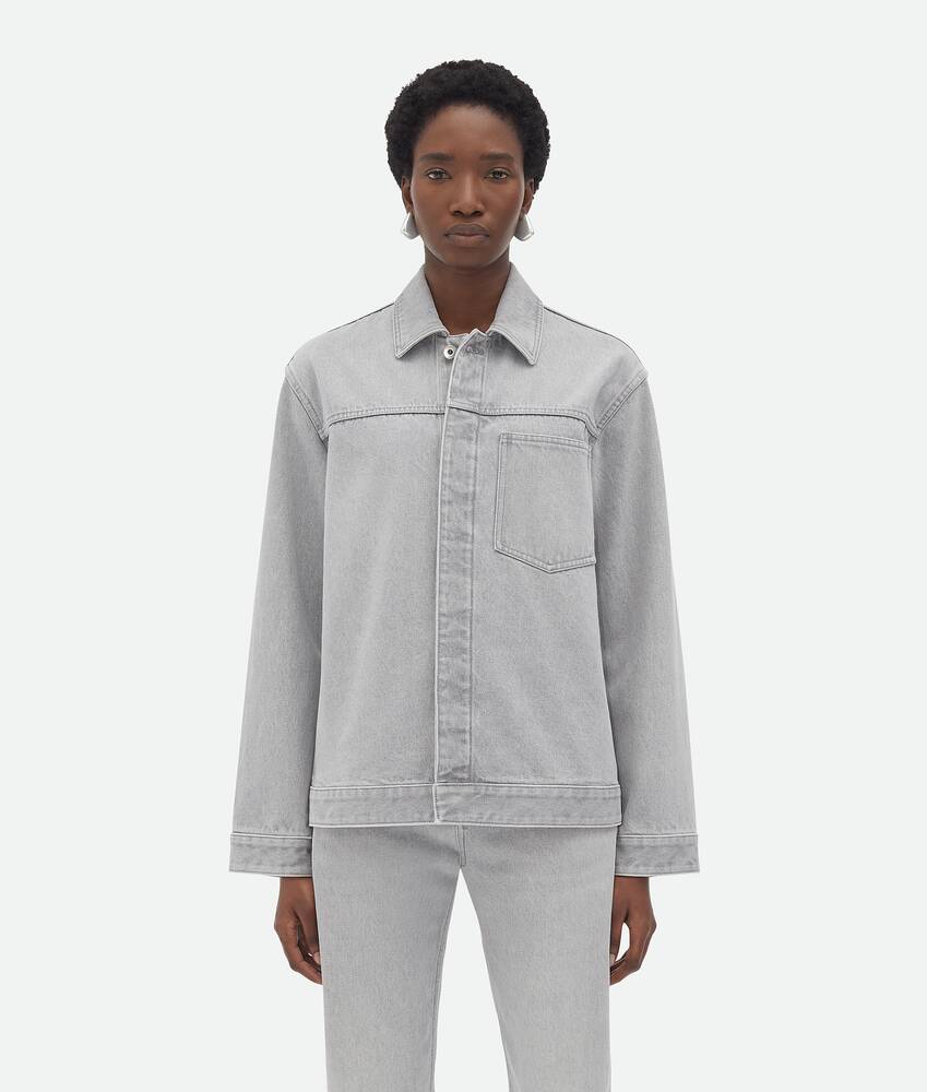 Display a large version of the product image 1 - Light Grey Washed Denim Jacket