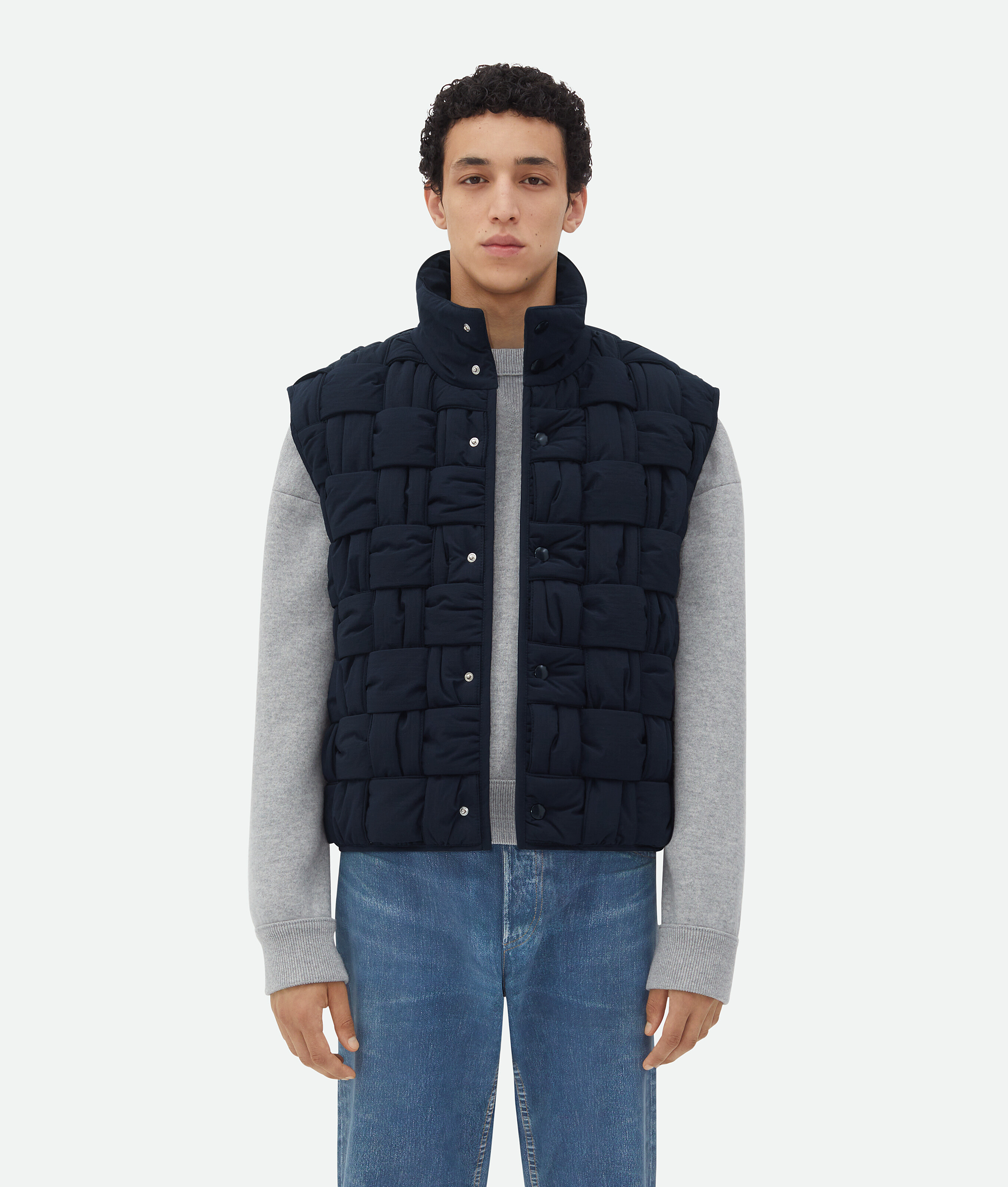 Bottega Veneta Intrecciato Ripstop Vest In Blue