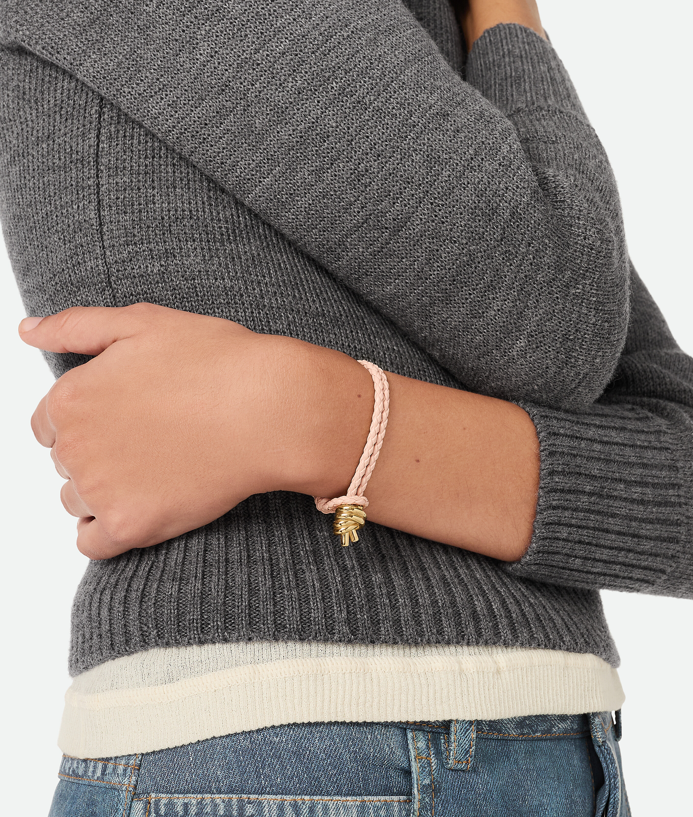Bottega Veneta Knot Lederarmband In Cameo